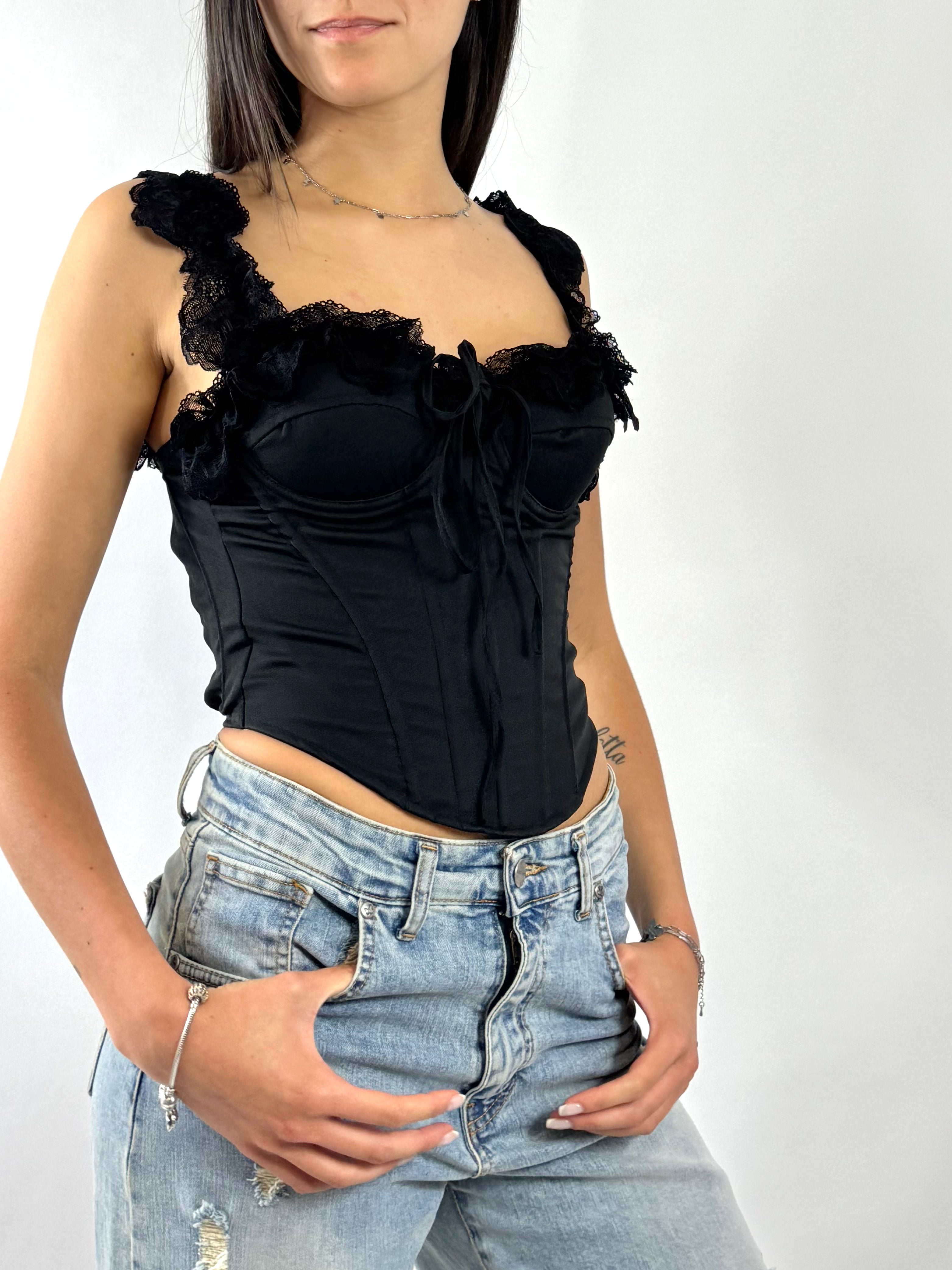 CECILIE CORSETTO ROUCHES NERO