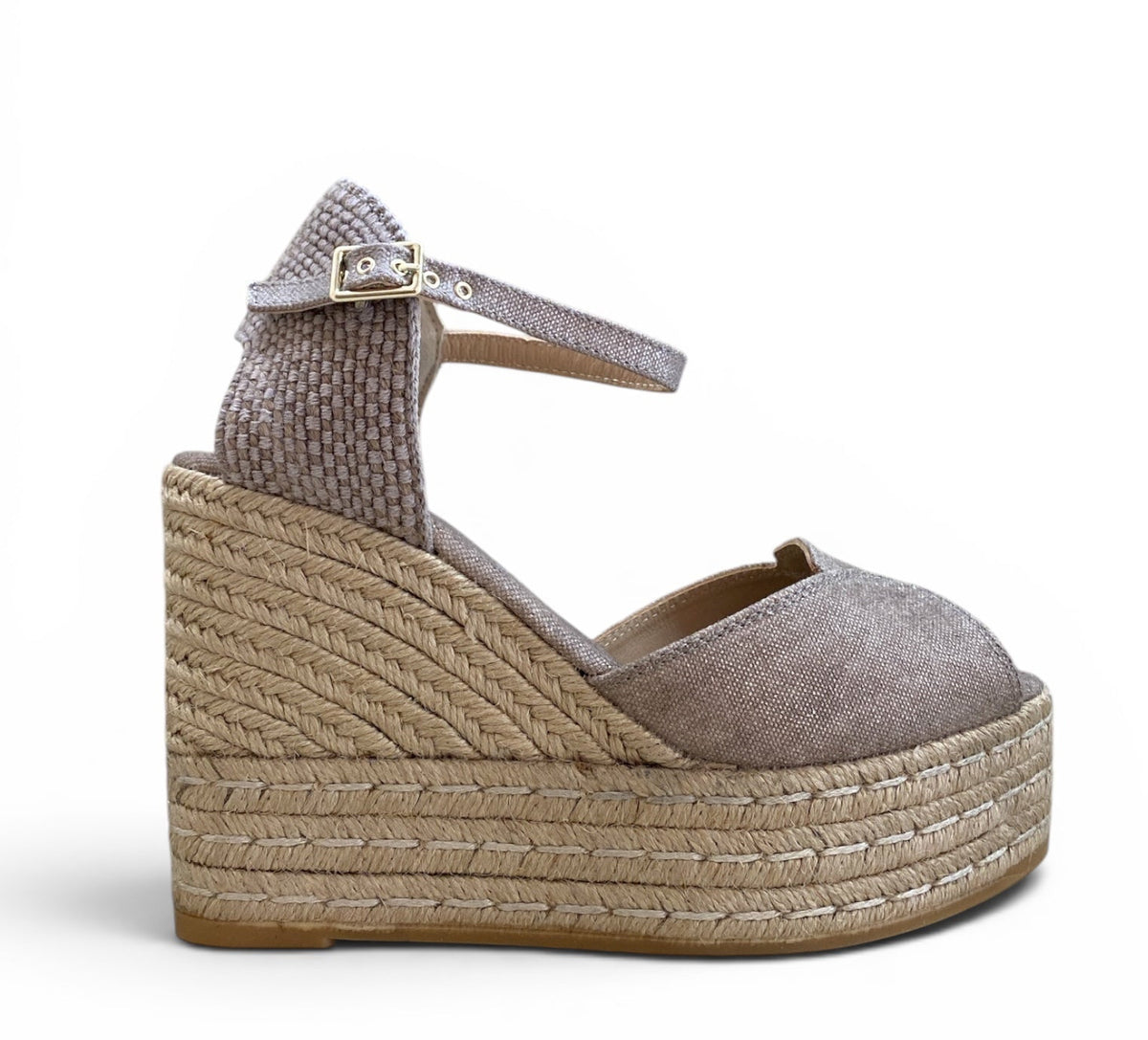 ESPADRILLES ADO LAME TAUPE