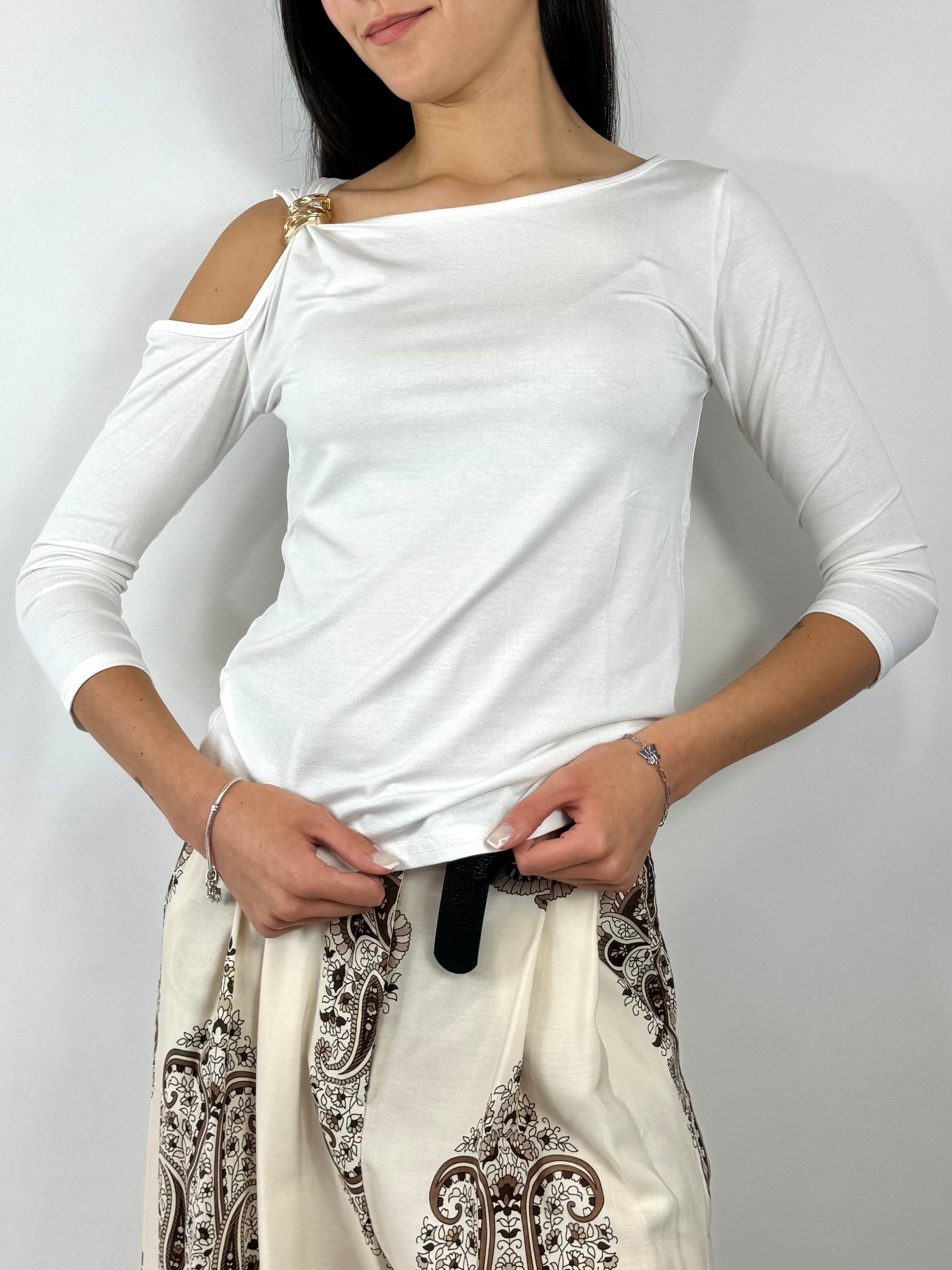 SUSY MIX MAGLIETTA LATTE ACCESSORIO ORO