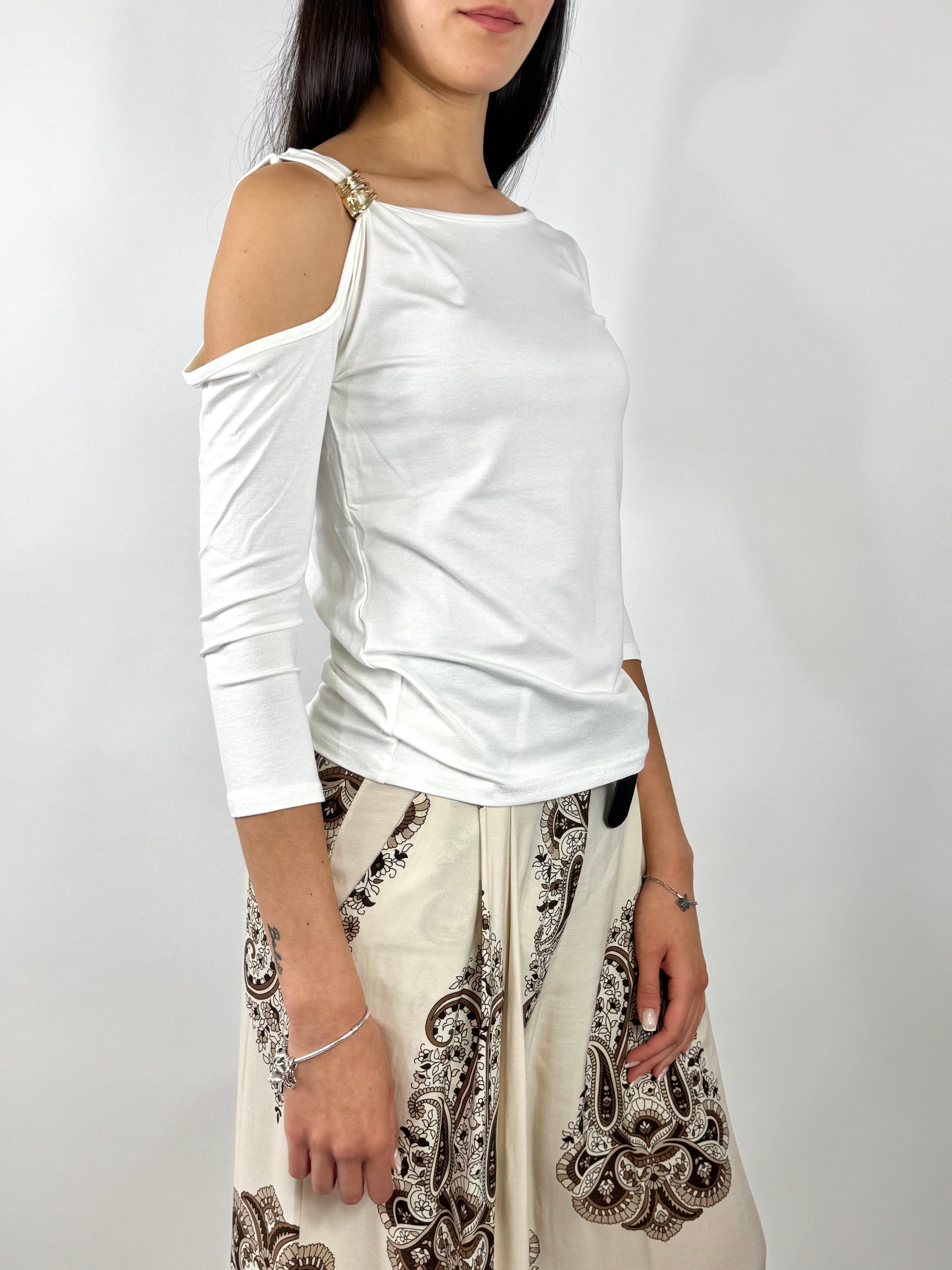 SUSY MIX MAGLIETTA LATTE ACCESSORIO ORO