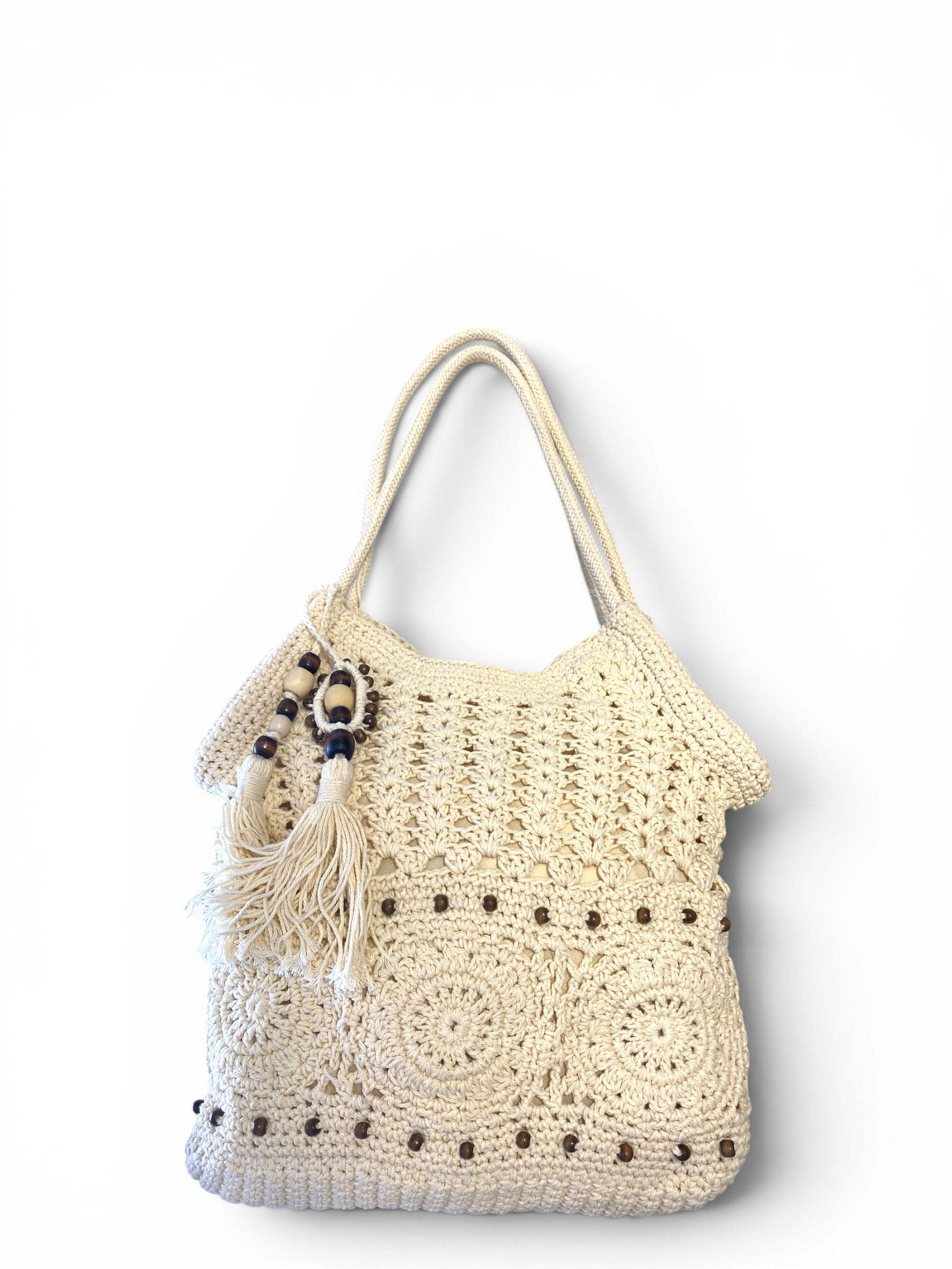 VIVIENNE D BORSA SHOPPER MACRAMÈ BIANCA
