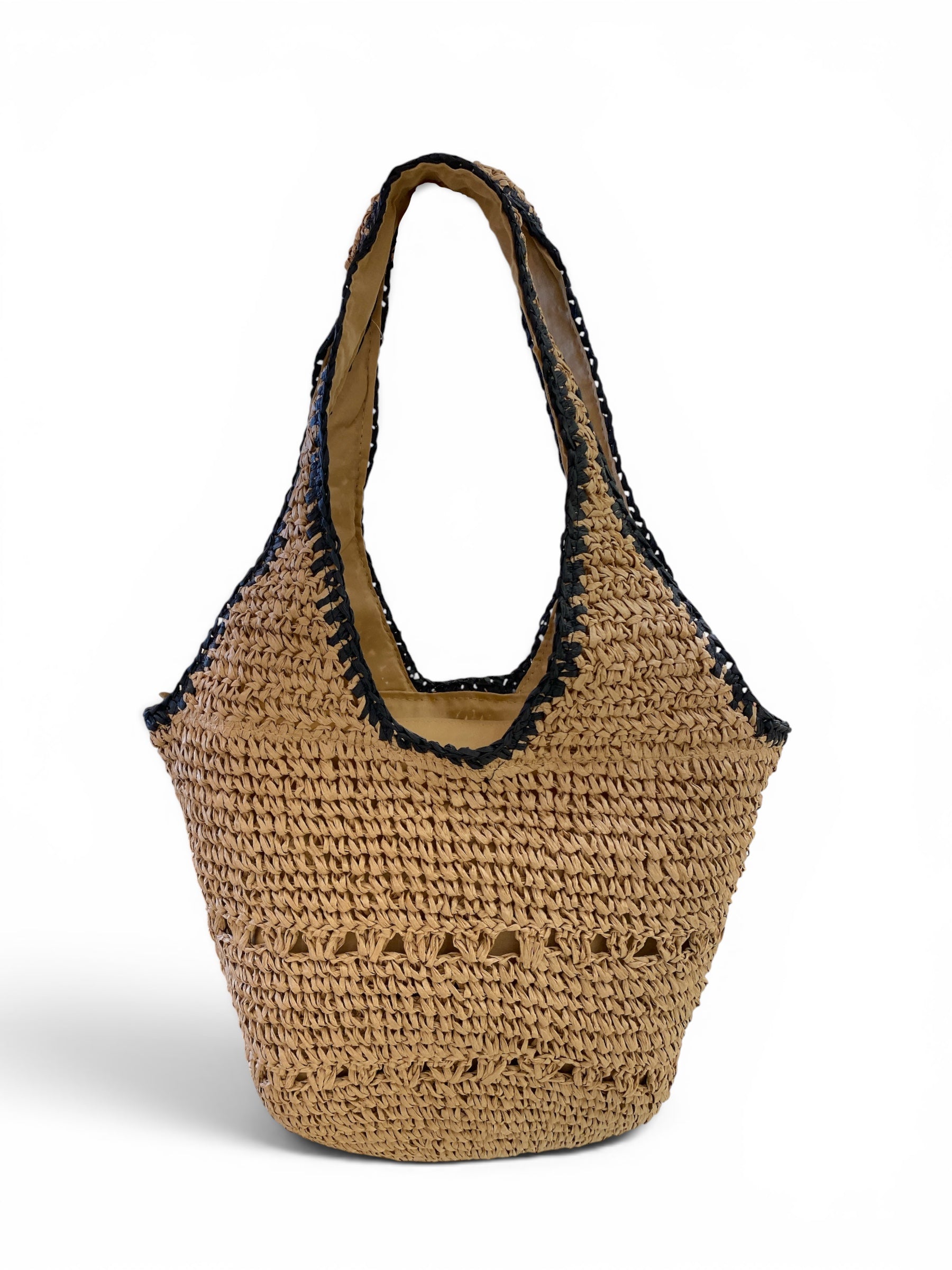 SUSY MIX BORSA RAFIA CUOIO NERO