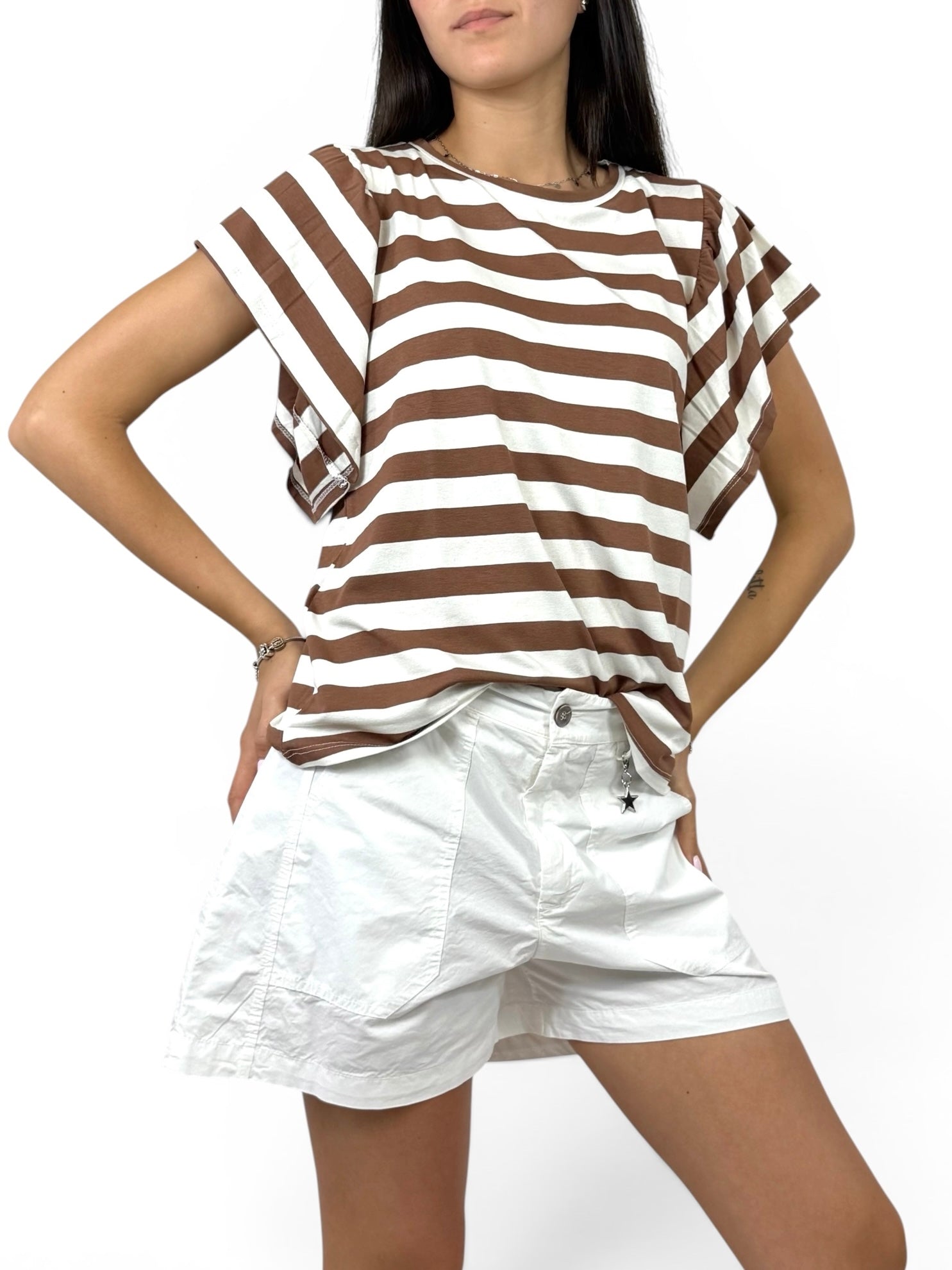 SUSY MIX MAGLIA RIGHE TABACCO
