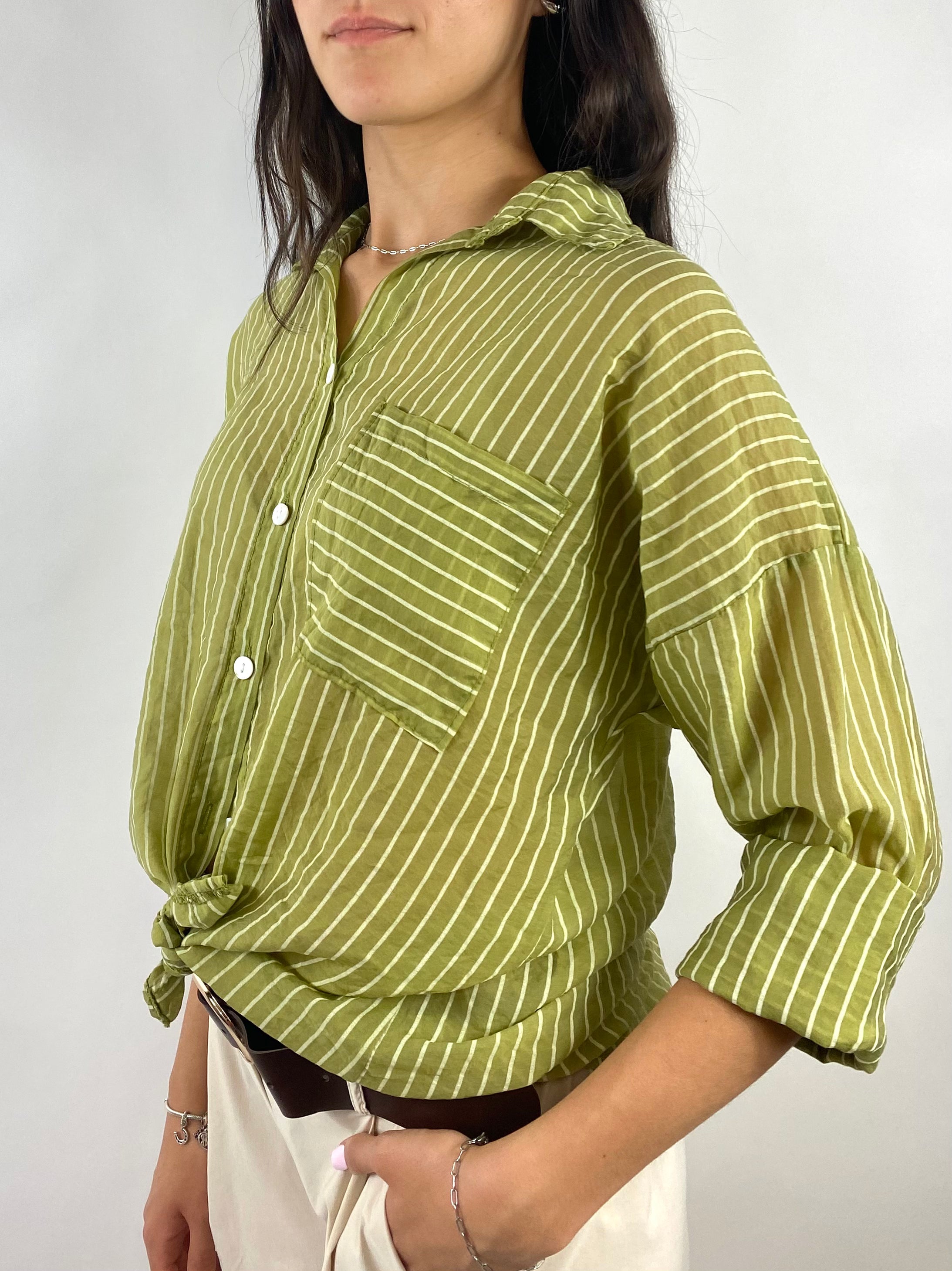 CECILE CAMICIA RIGHE VERDE OLIVA