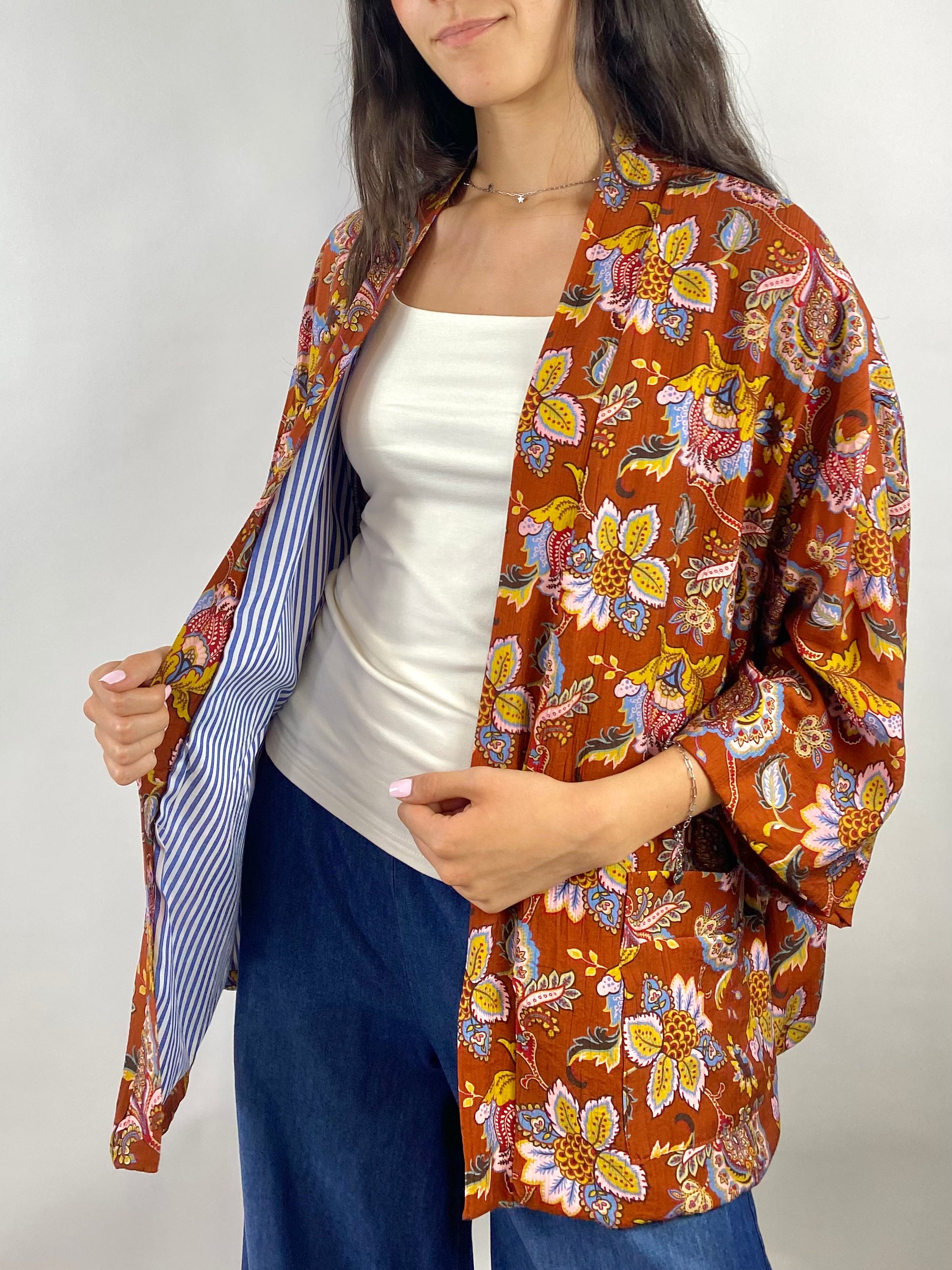 CECILE GIACCA FLOREALE MARRONE