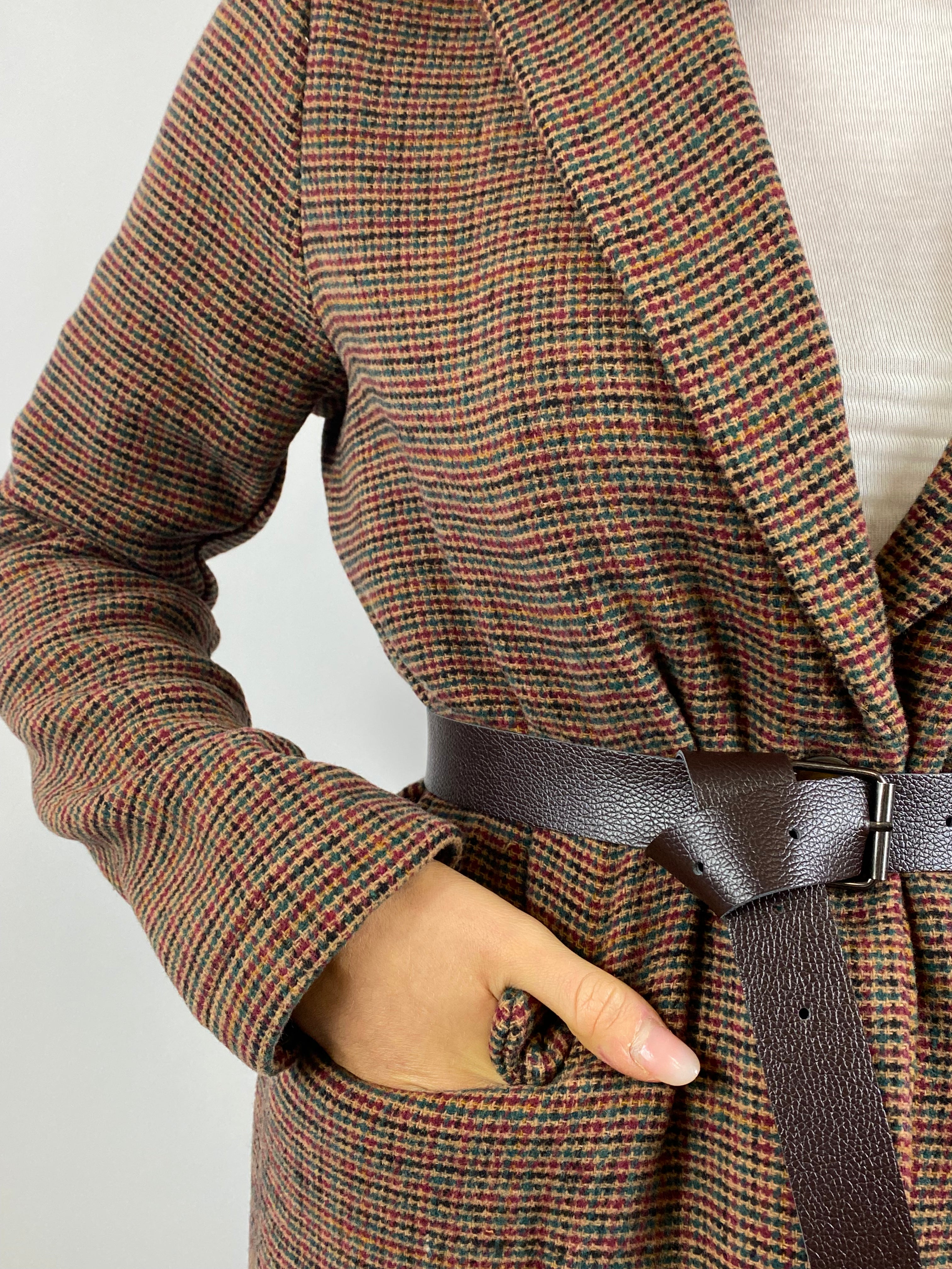 KIKISIX GIACCA MONOPETTO PIED DE POULE