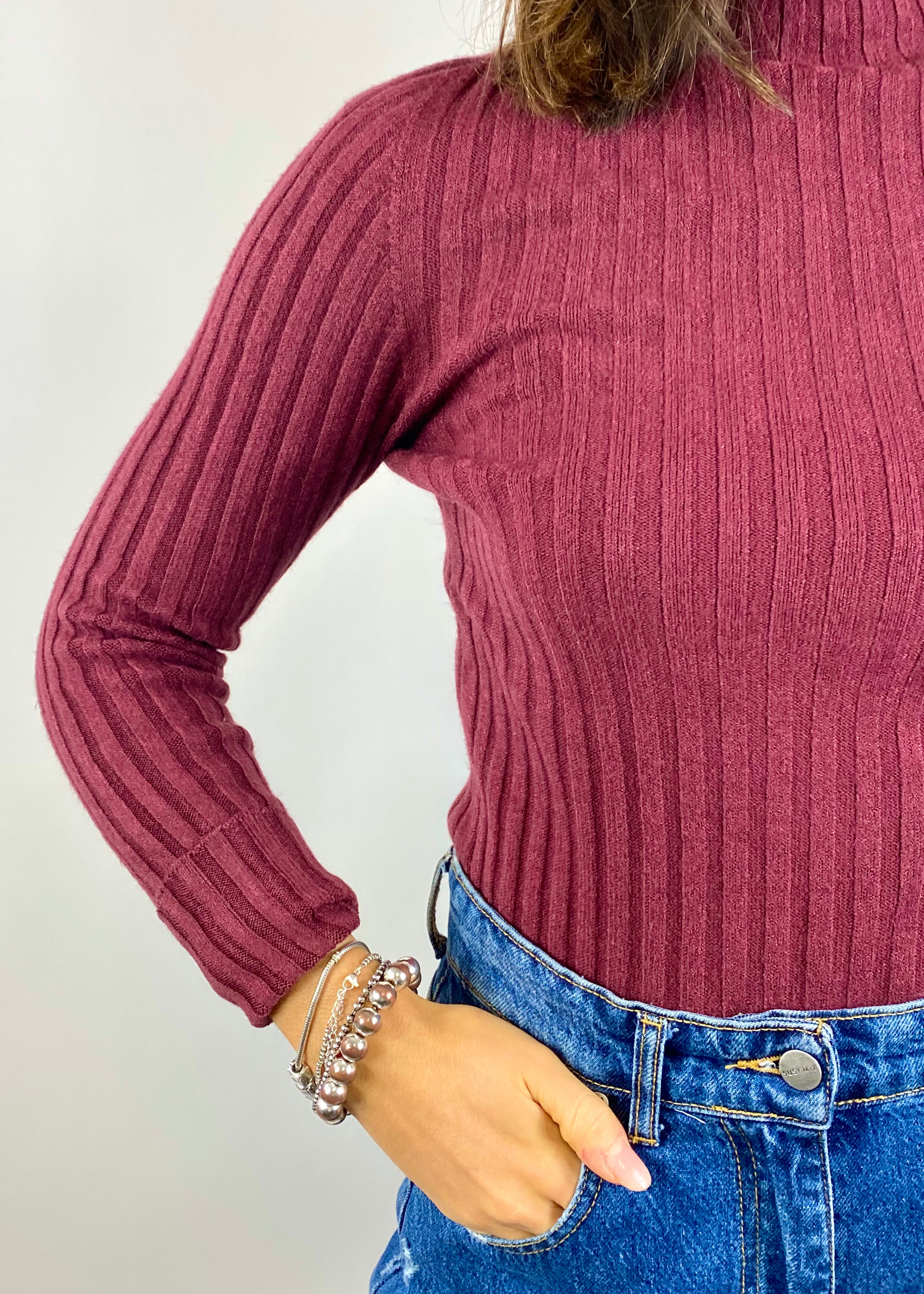 SUSY MIX MAGLIA A COSTINE BORDEAUX