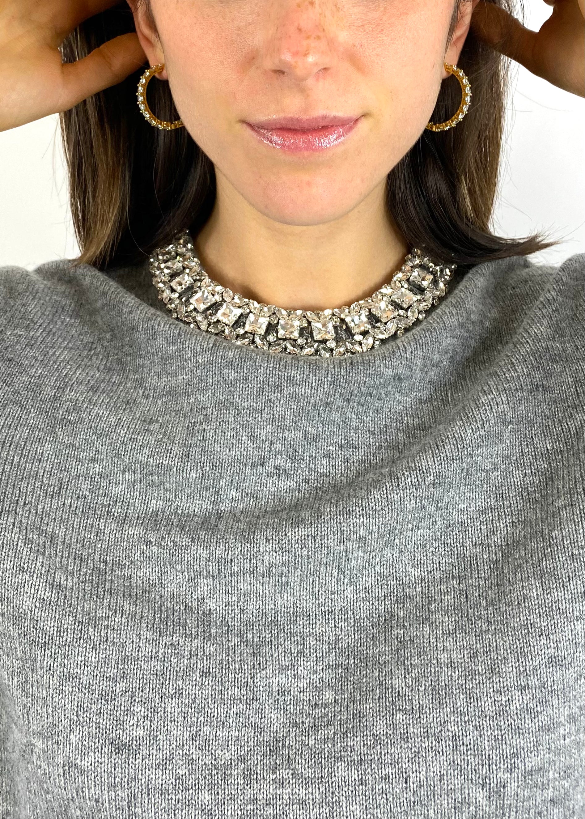 KIKISIX MAGLIONE GIOIELLO GRIGIO