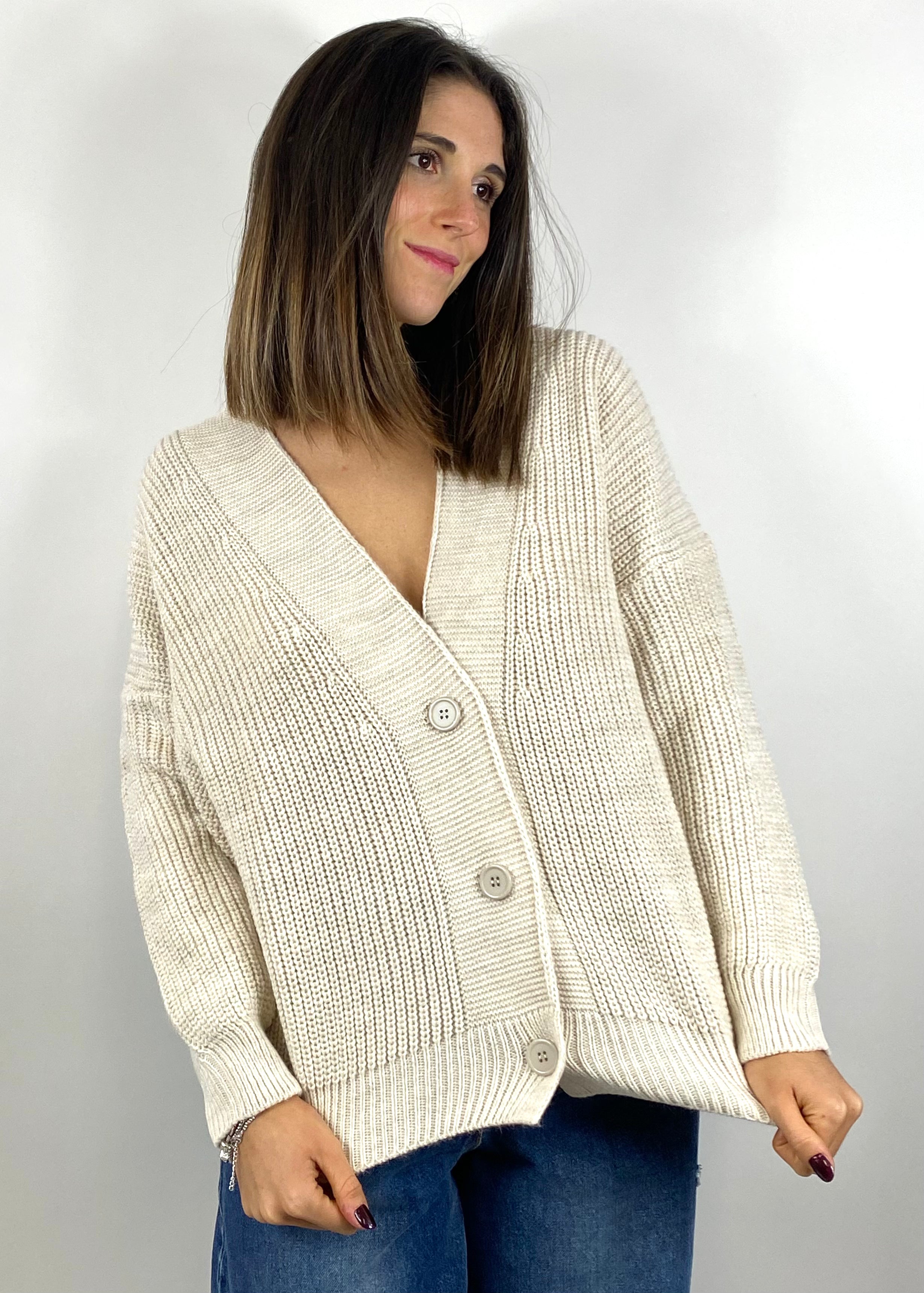 SUSY MIX CARDIGAN A COSTE BEIGE