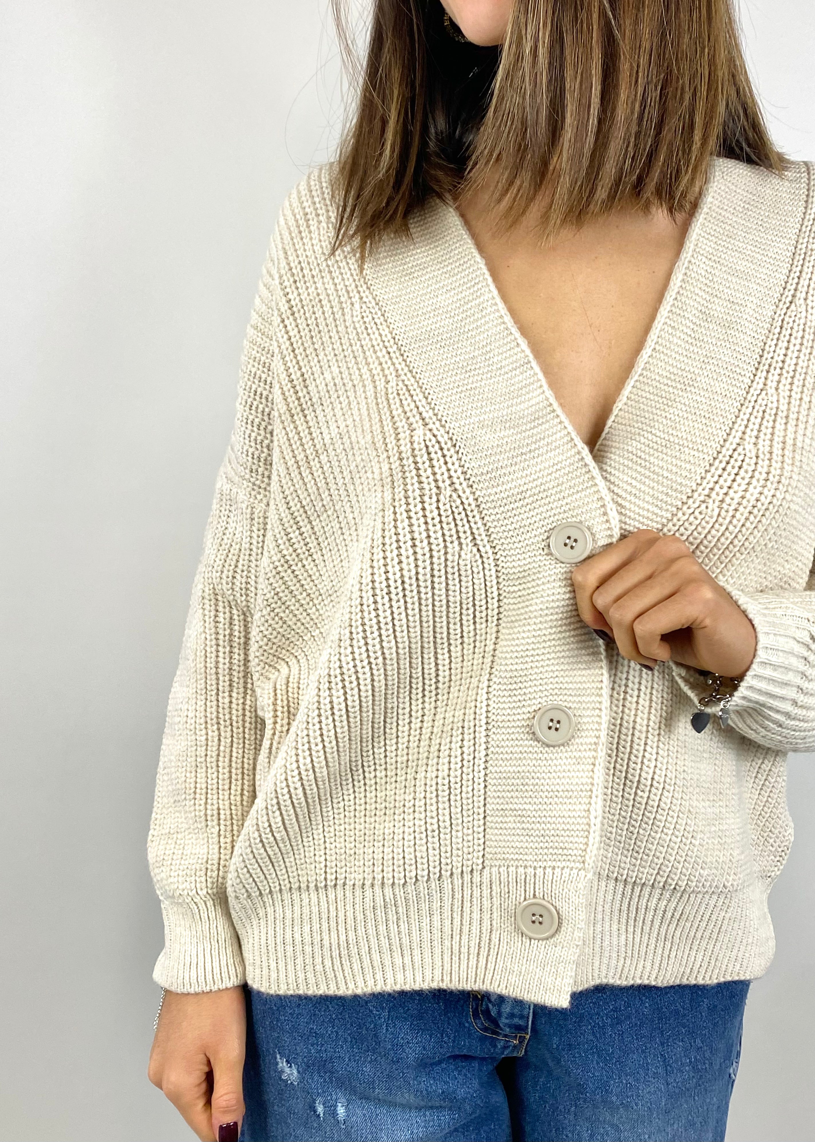 SUSY MIX CARDIGAN A COSTE BEIGE