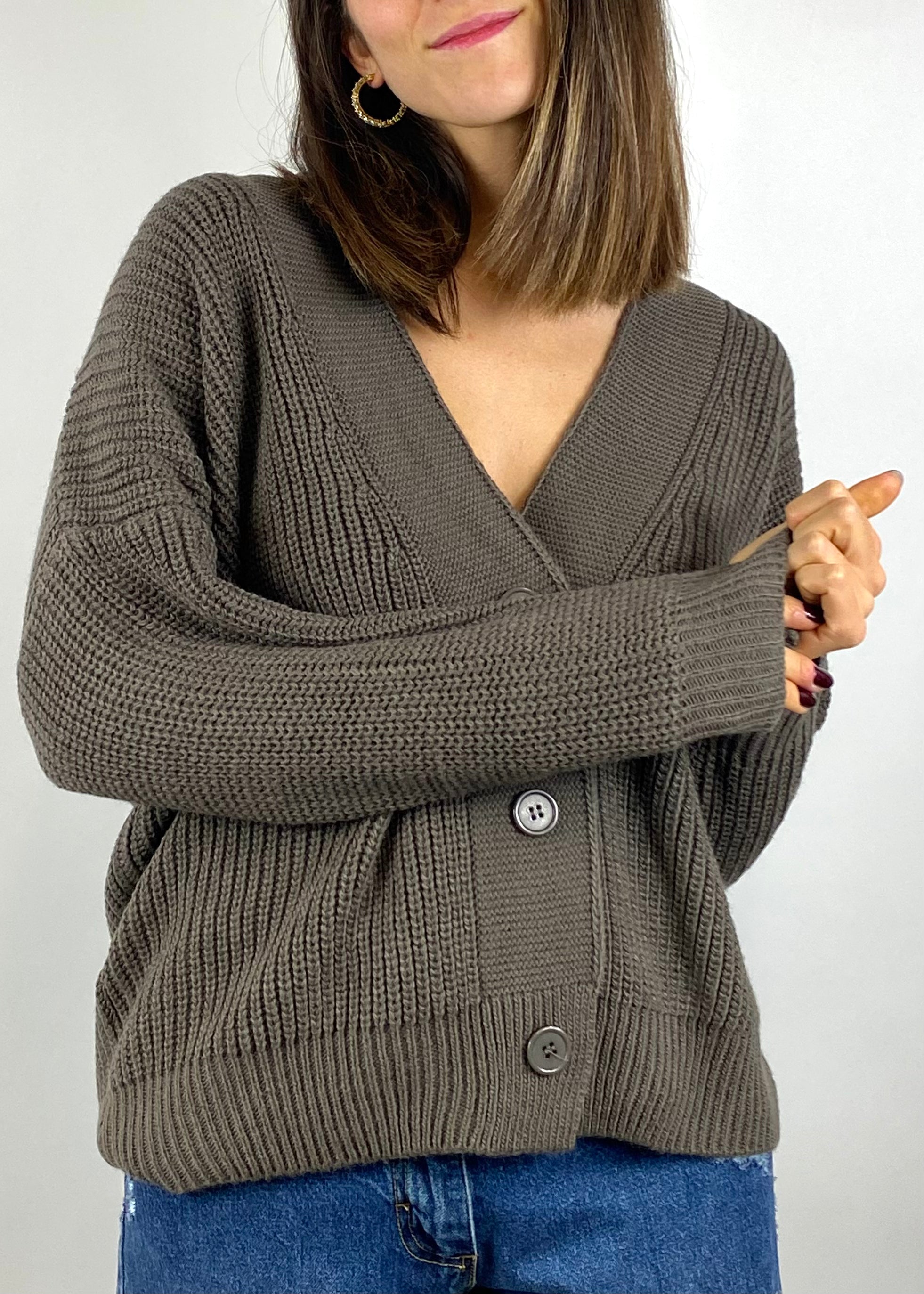 SUSY MIX CARDIGAN A COSTE TORTORA