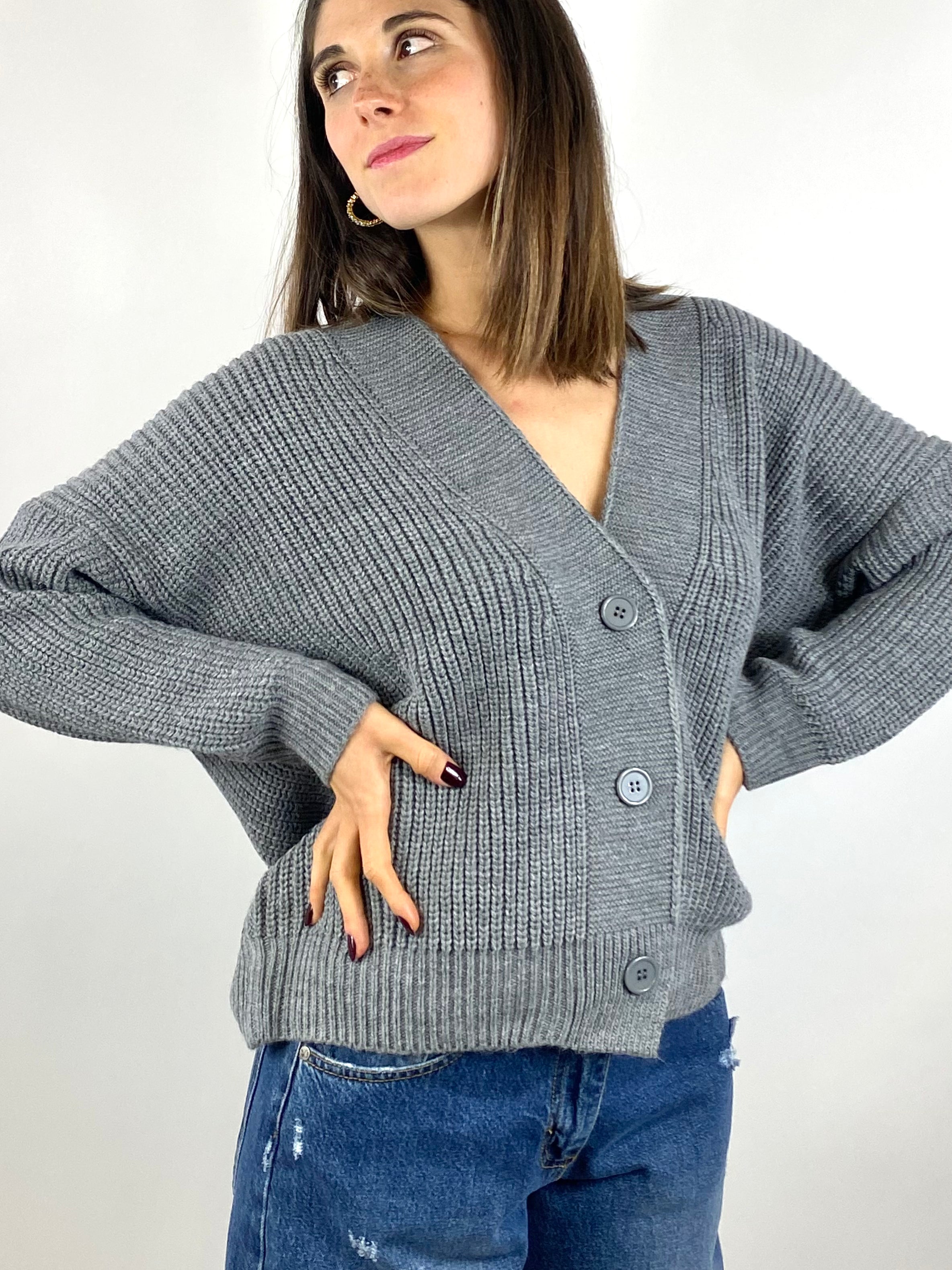 SUSY MIX CARDIGAN A COSTINE GRIGIO