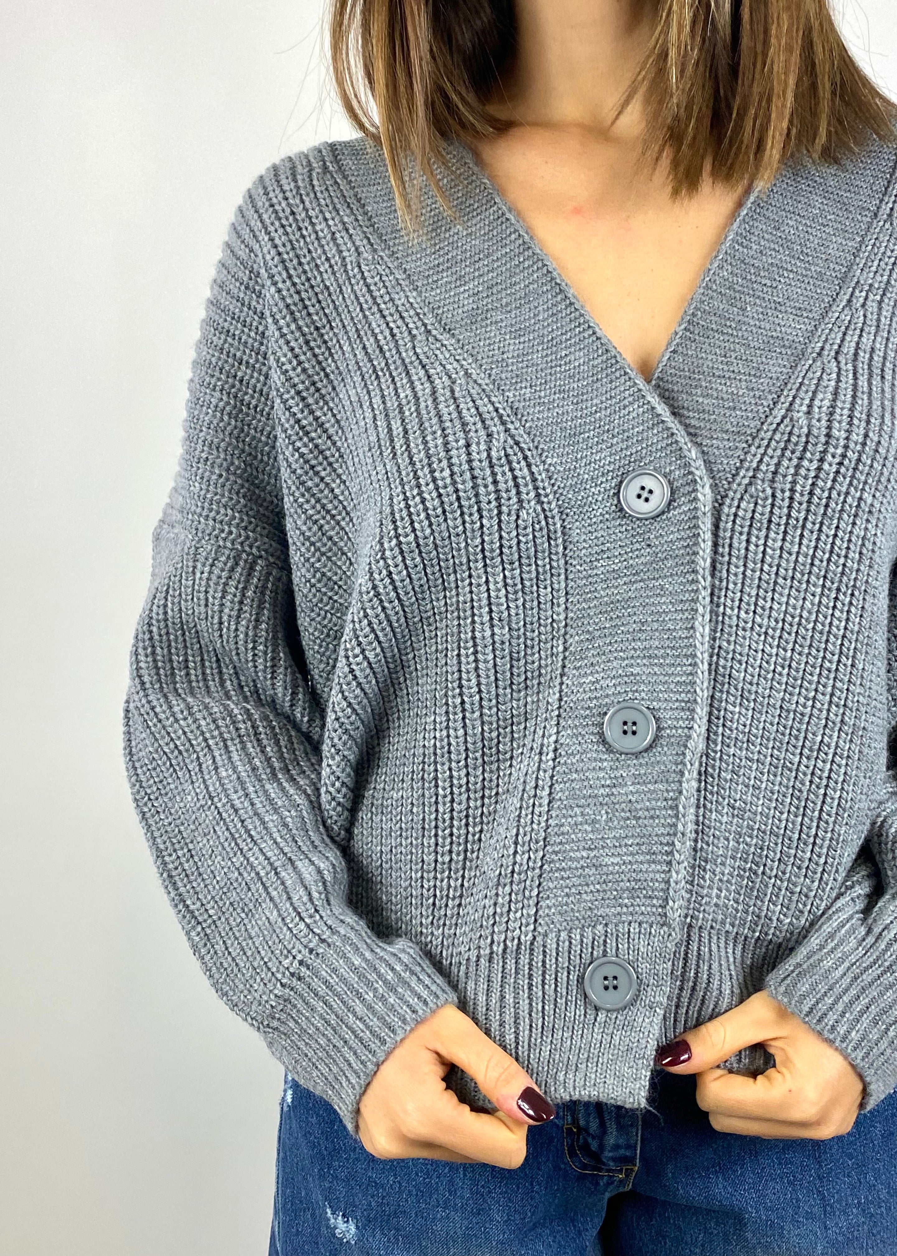 SUSY MIX CARDIGAN A COSTINE GRIGIO