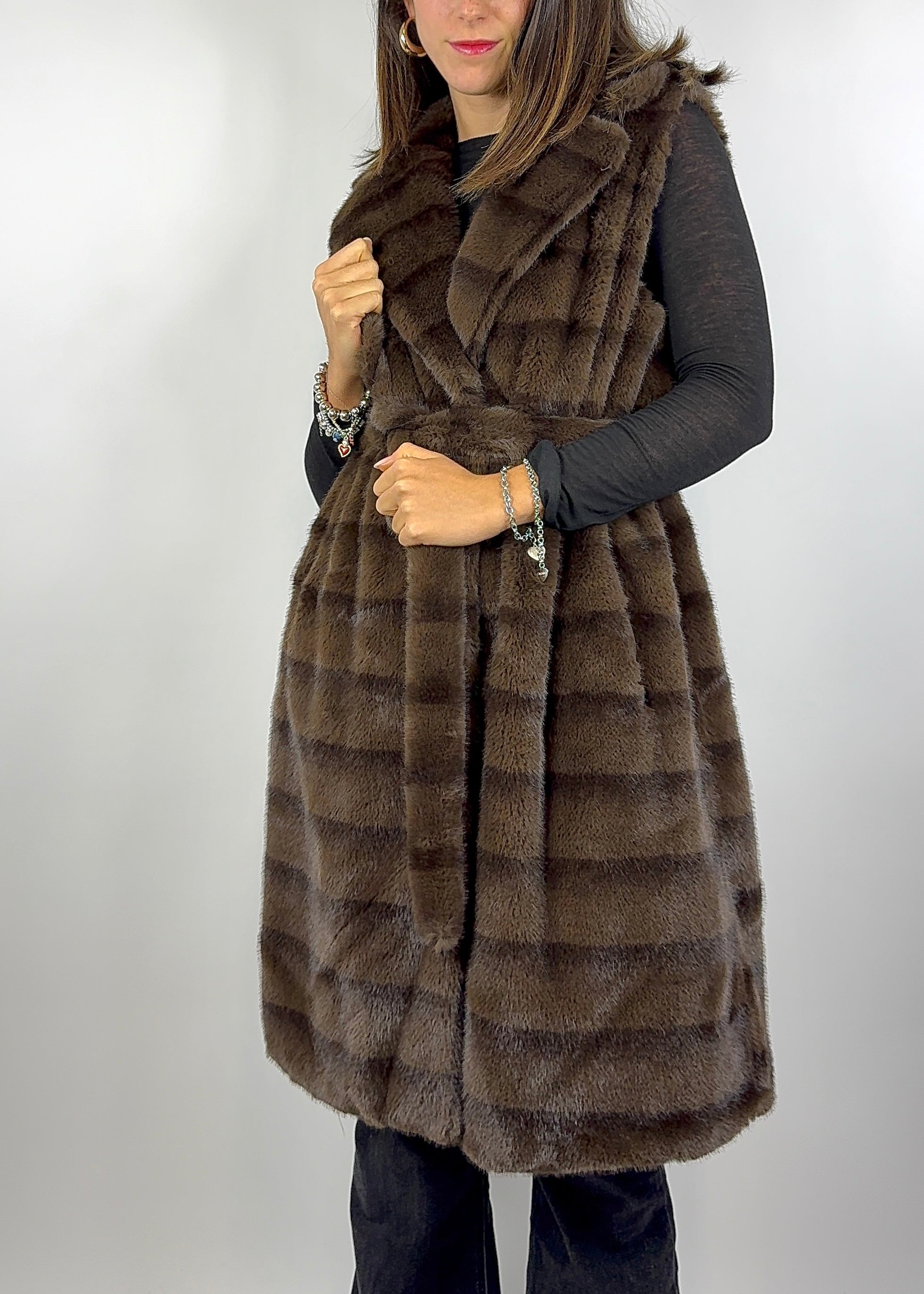 CECILE GILET ECO-PELLICCIA VISONE