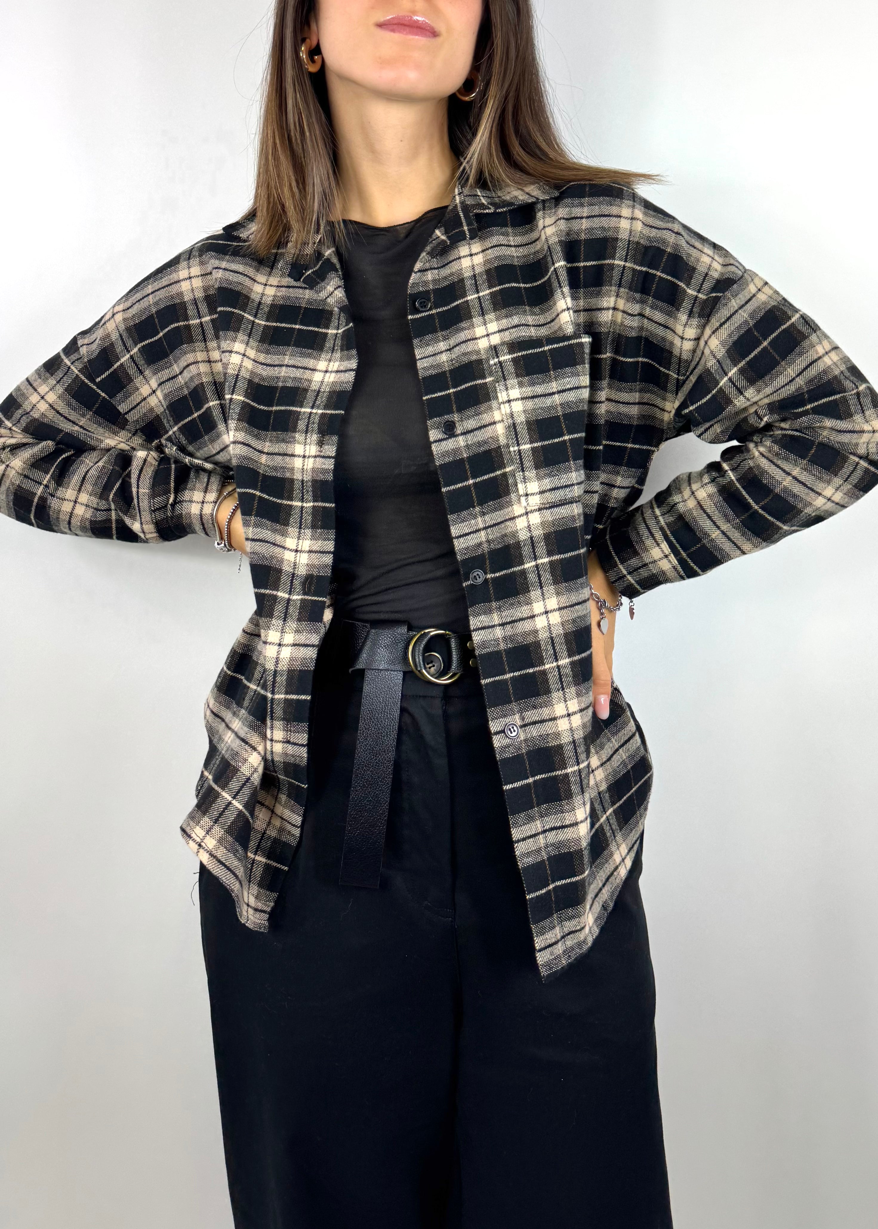 TWO WAY CAMICIA CHECK NERO