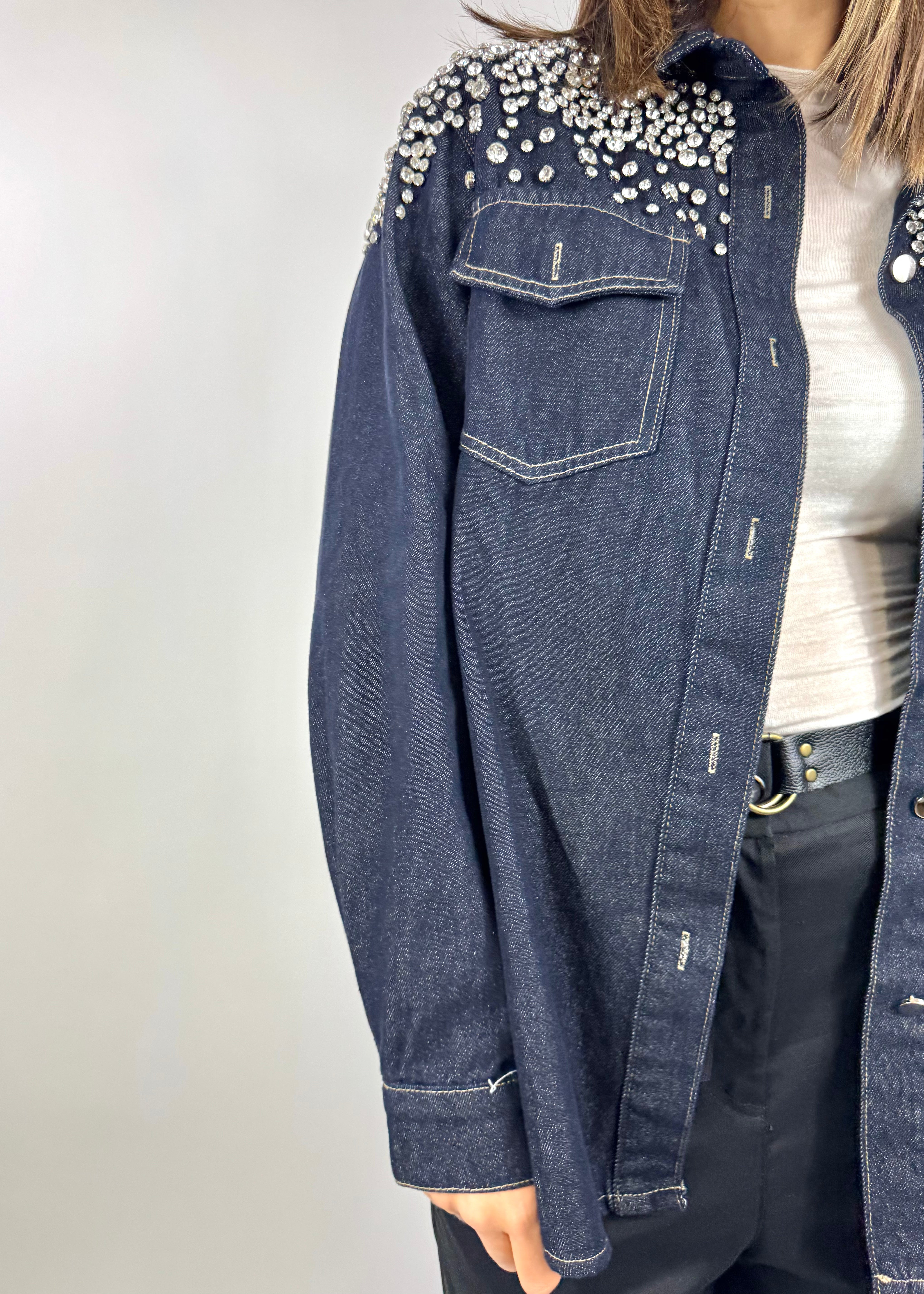 SUSY MIX CAMICIA BLU STRASS