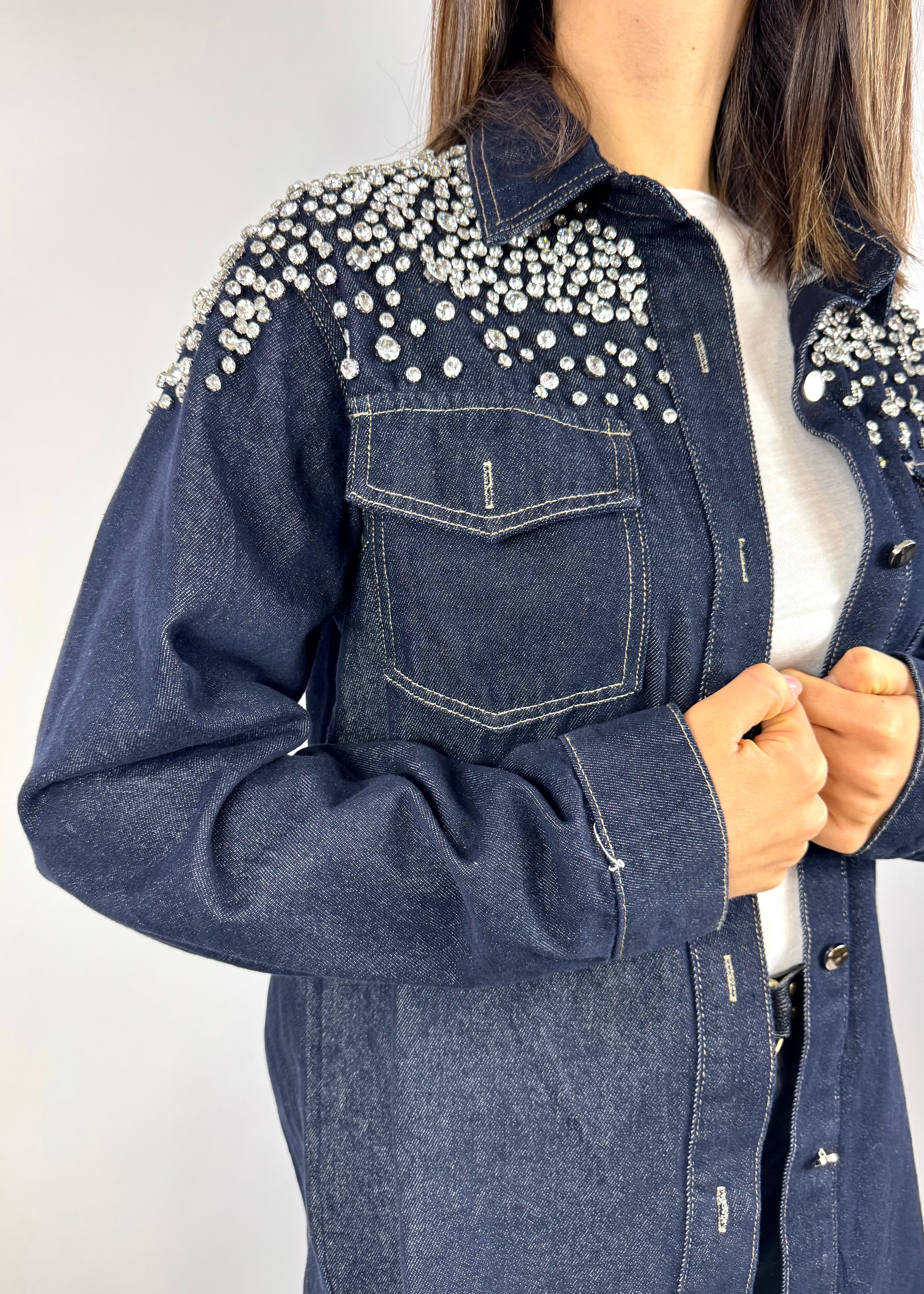 SUSY MIX CAMICIA BLU STRASS