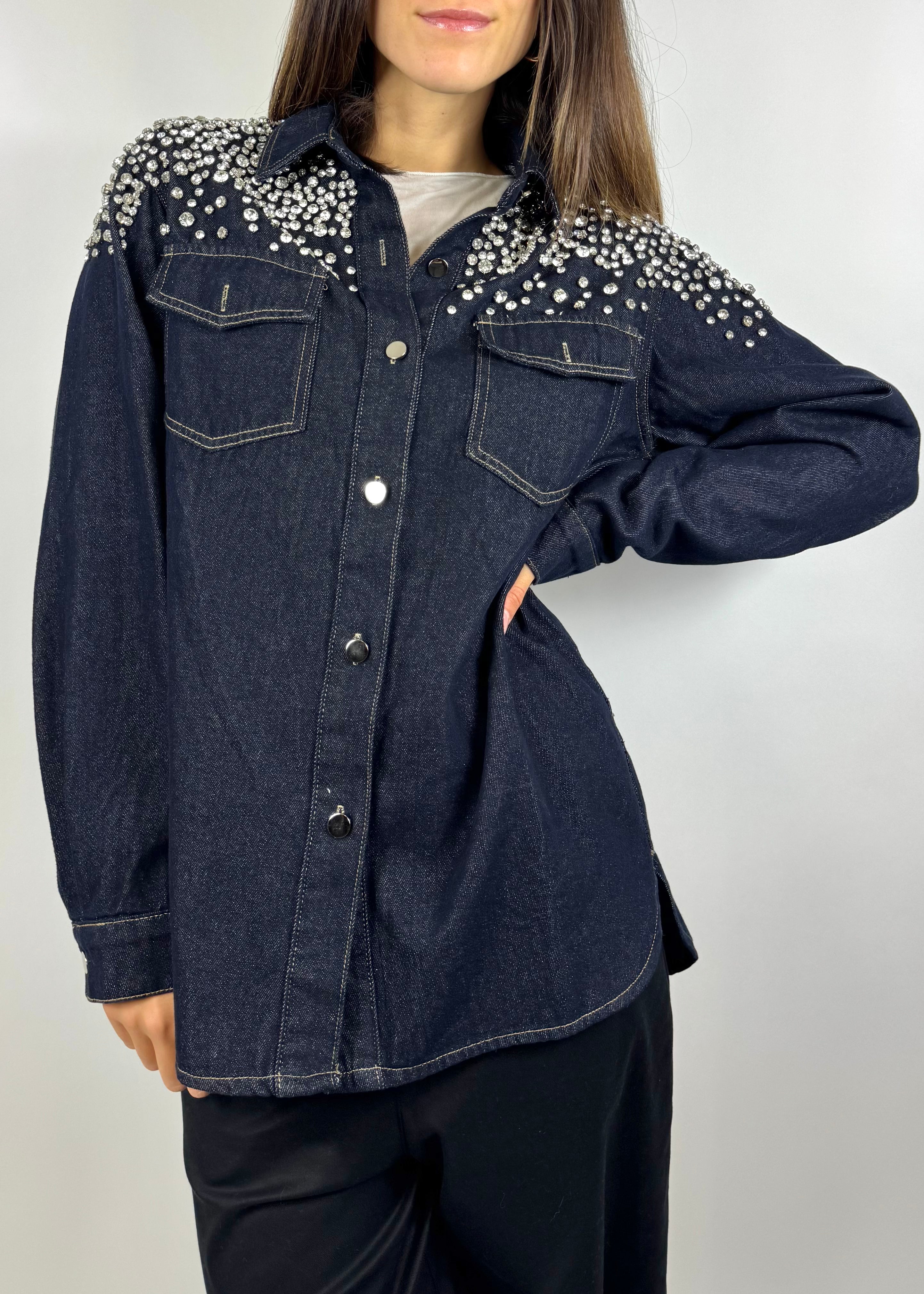 SUSY MIX CAMICIA BLU STRASS