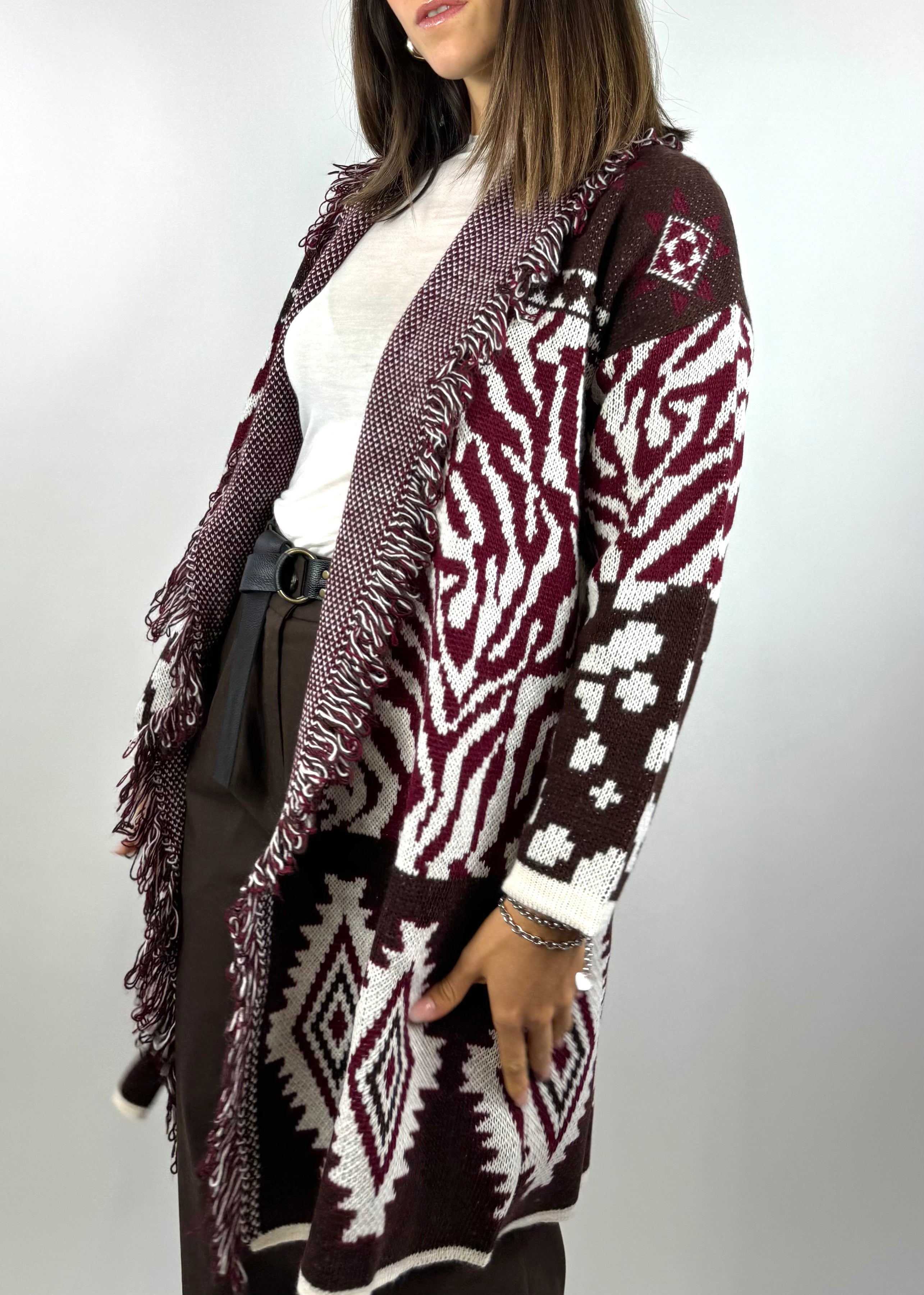SUSY MIX CARDIGAN FANTASIA BORDEAUX