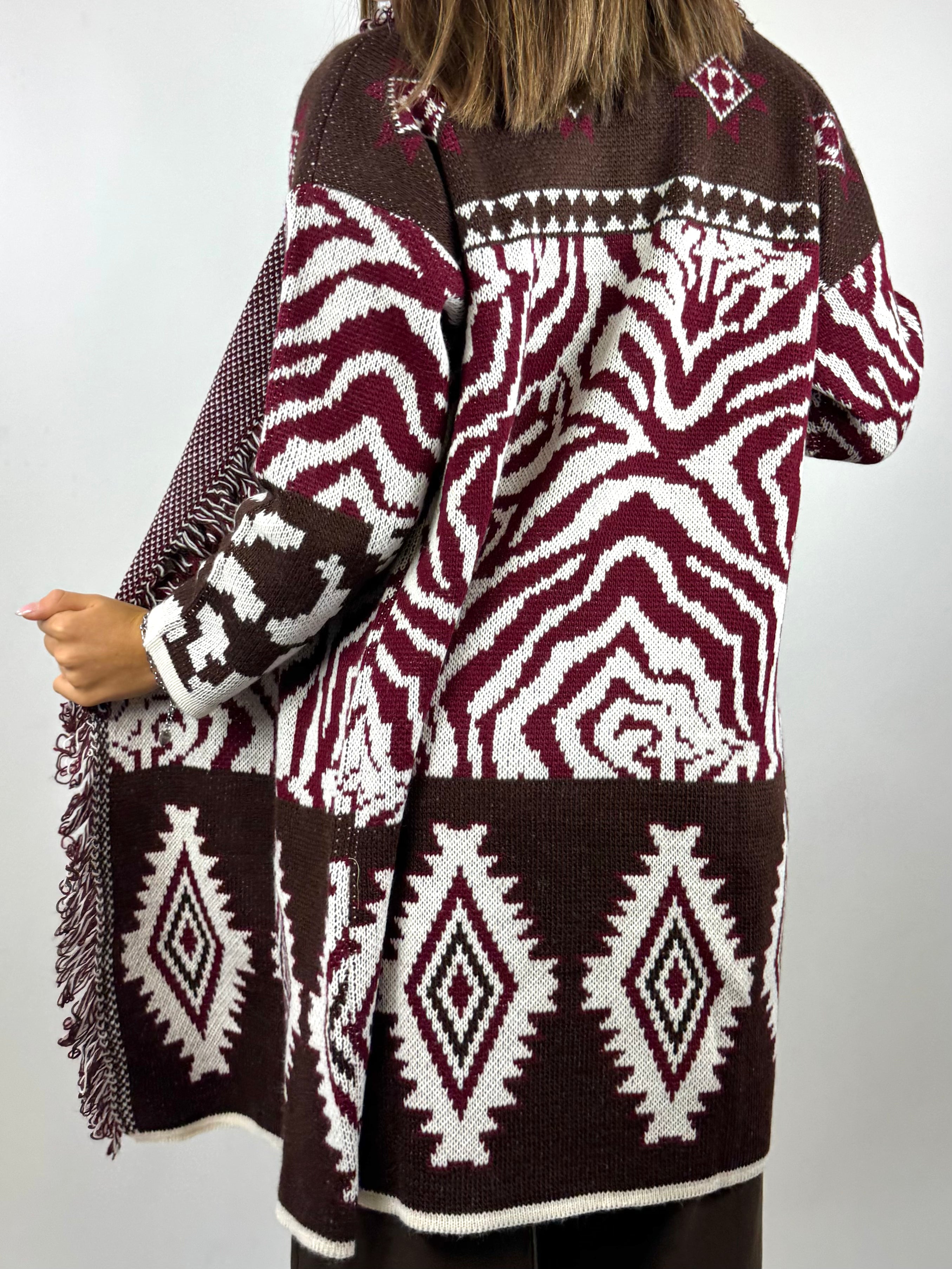SUSY MIX CARDIGAN FANTASIA BORDEAUX