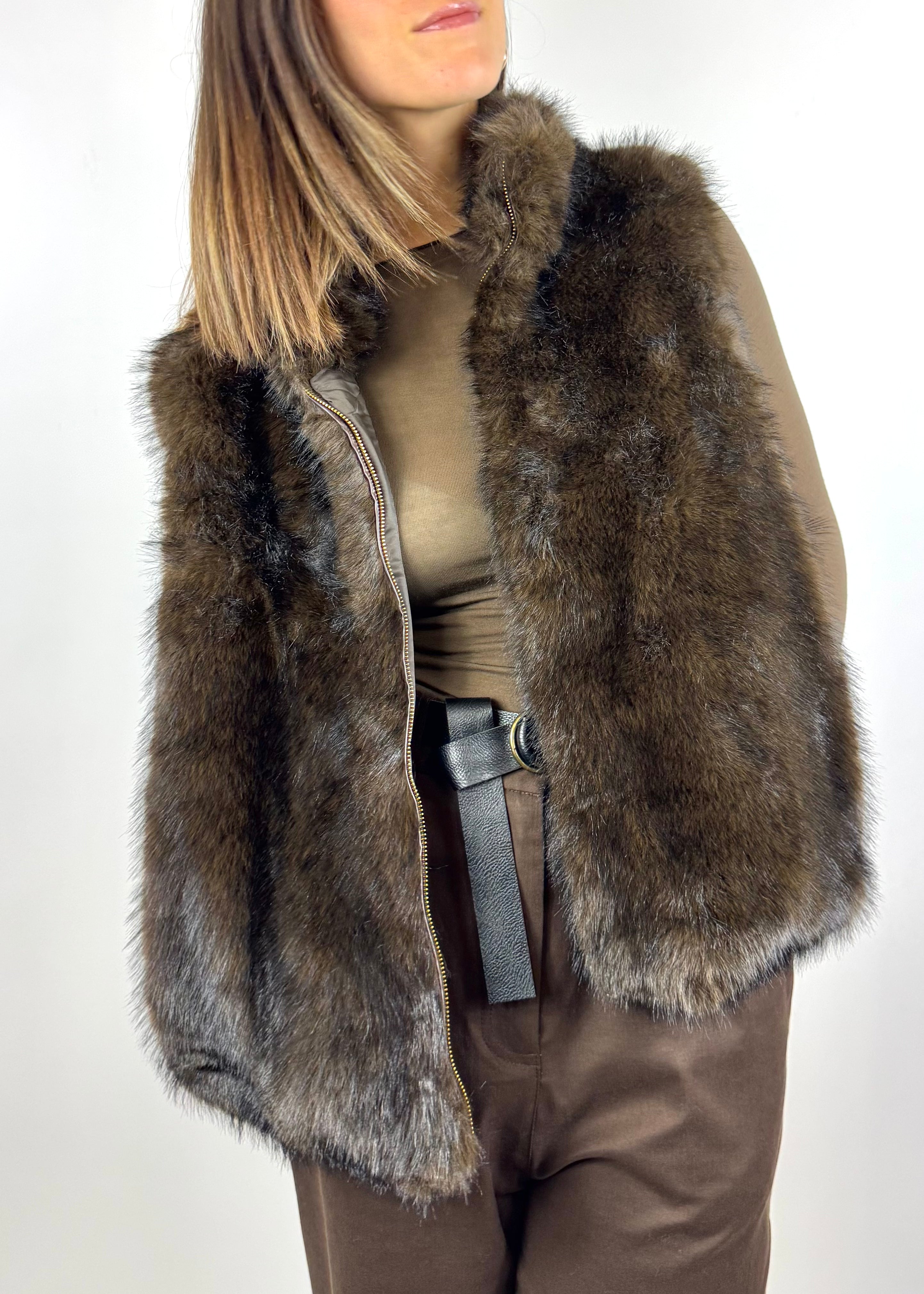 SUSY MIX GILET ECOPELLICCIA