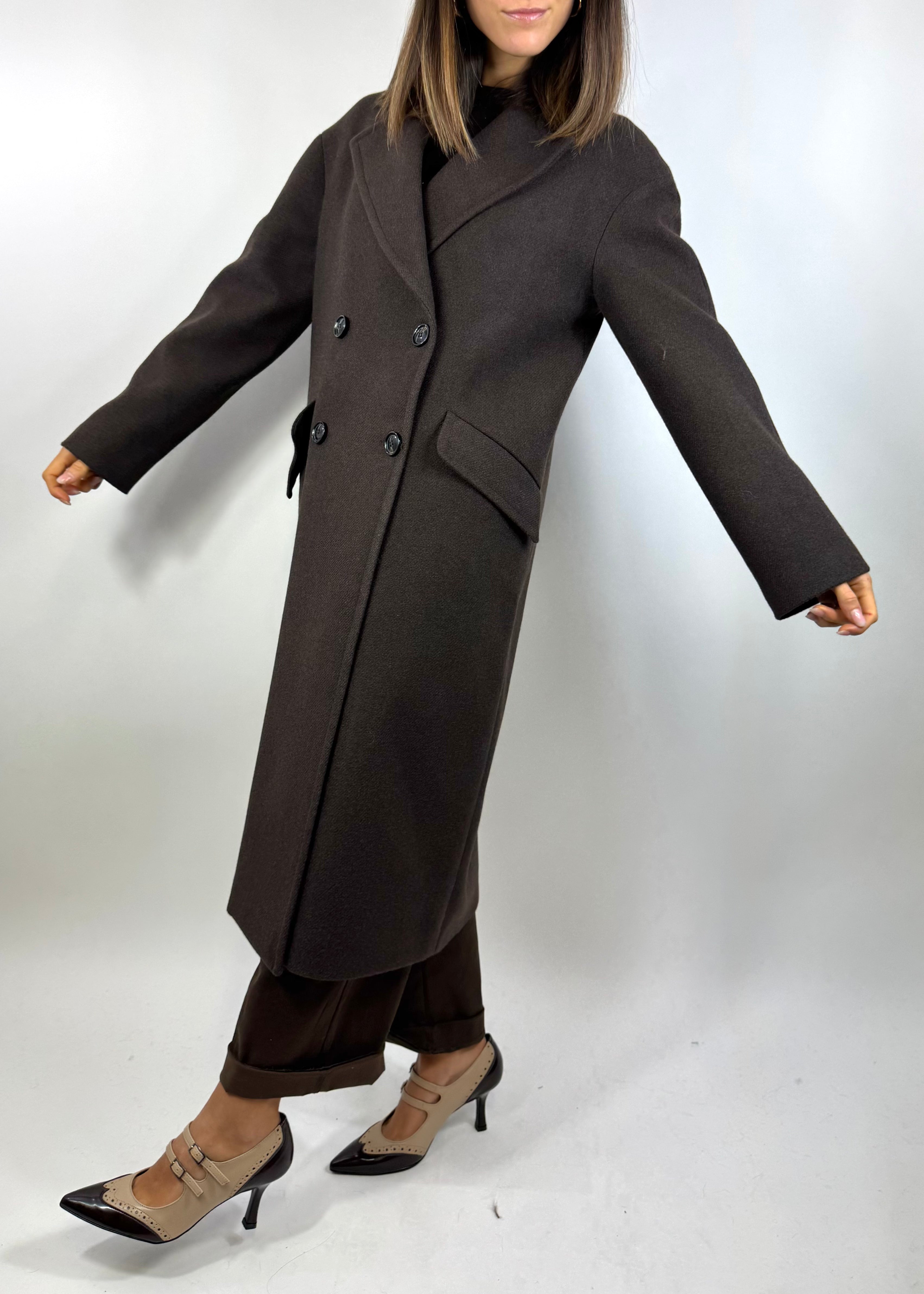 CECILE CAPPOTTO DOPPIO PETTO MORO