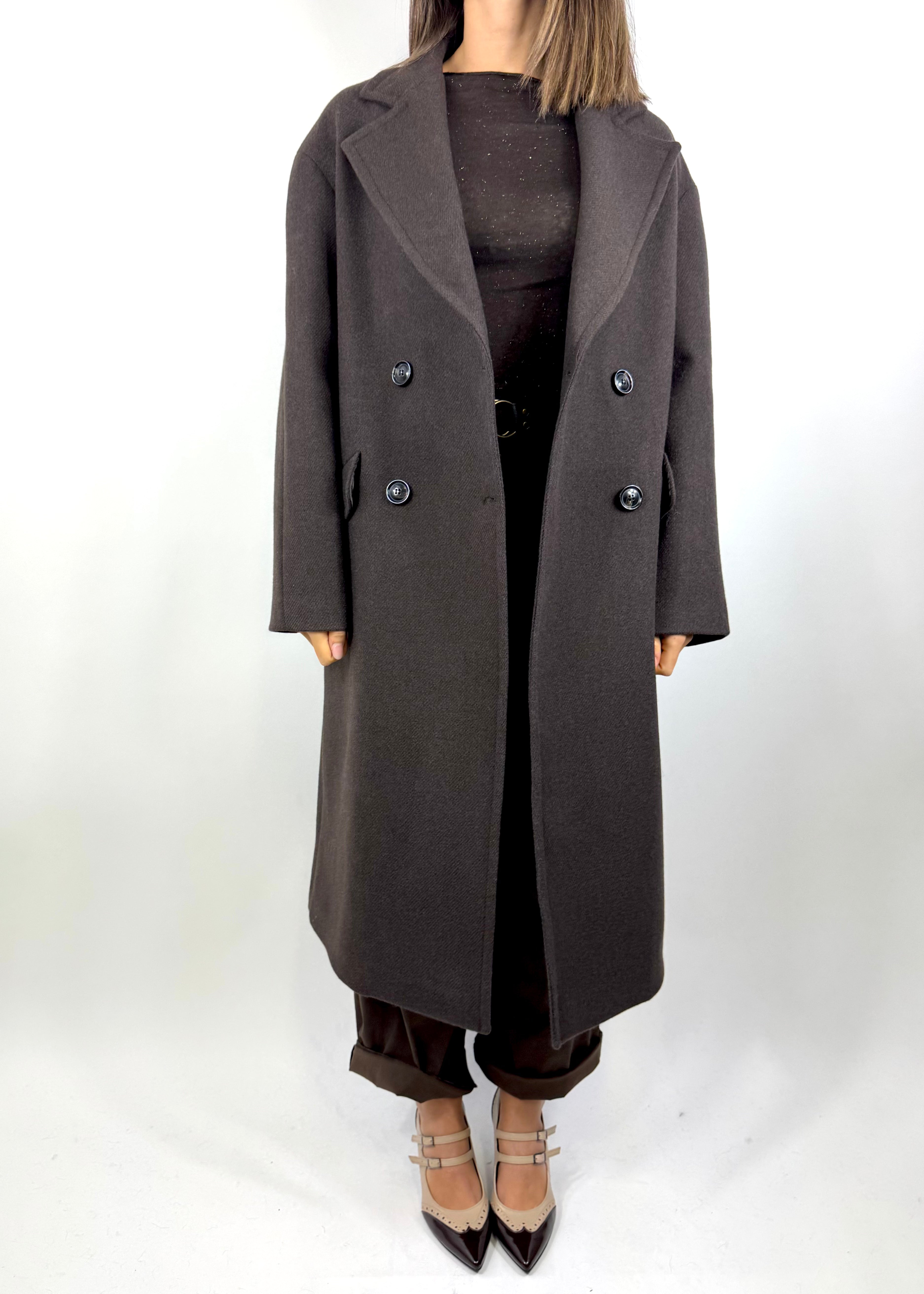 CECILE CAPPOTTO DOPPIO PETTO MORO