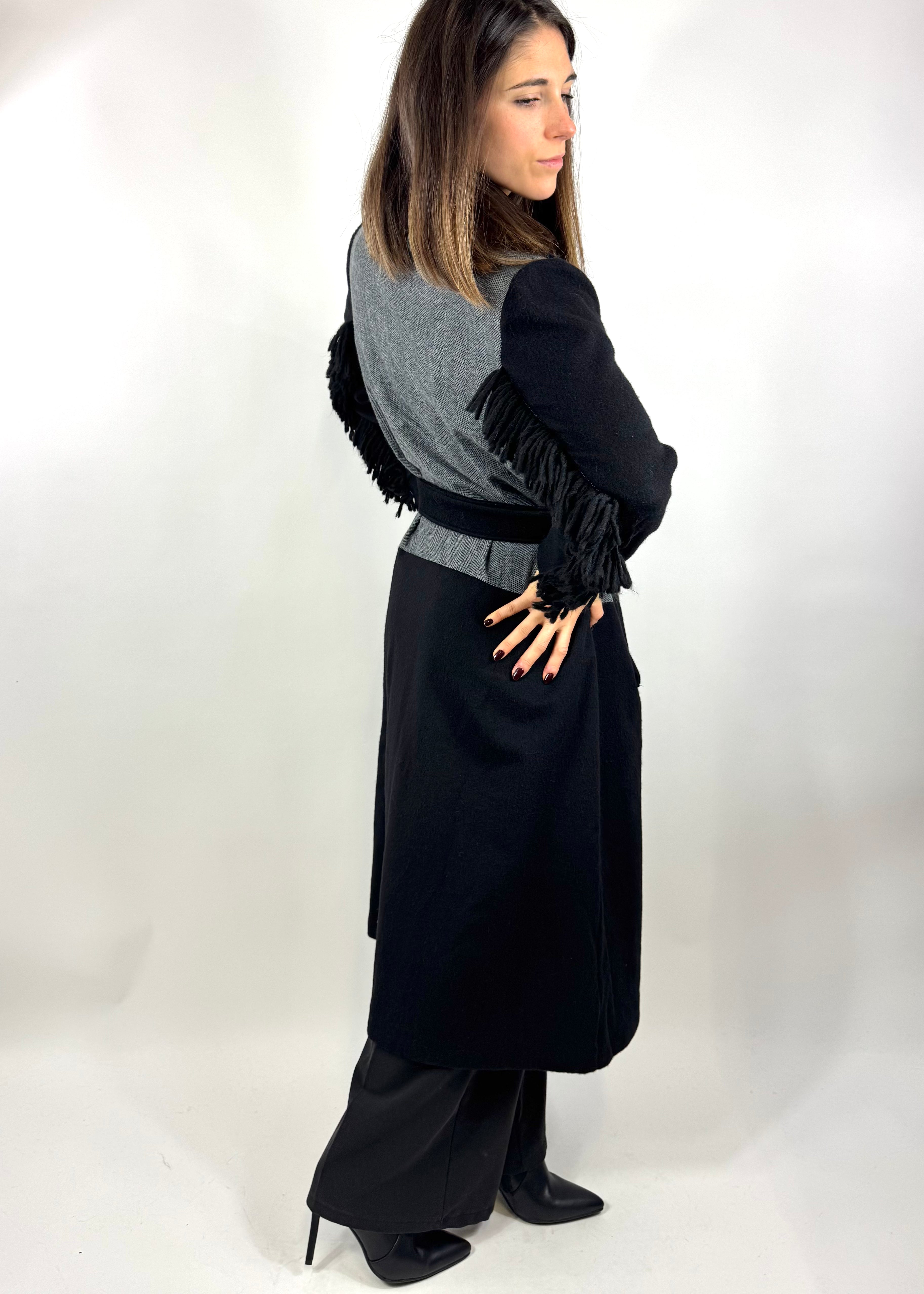 SUSY MIX CAPPOTTO VESTAGLIA NERO E GRIGIO