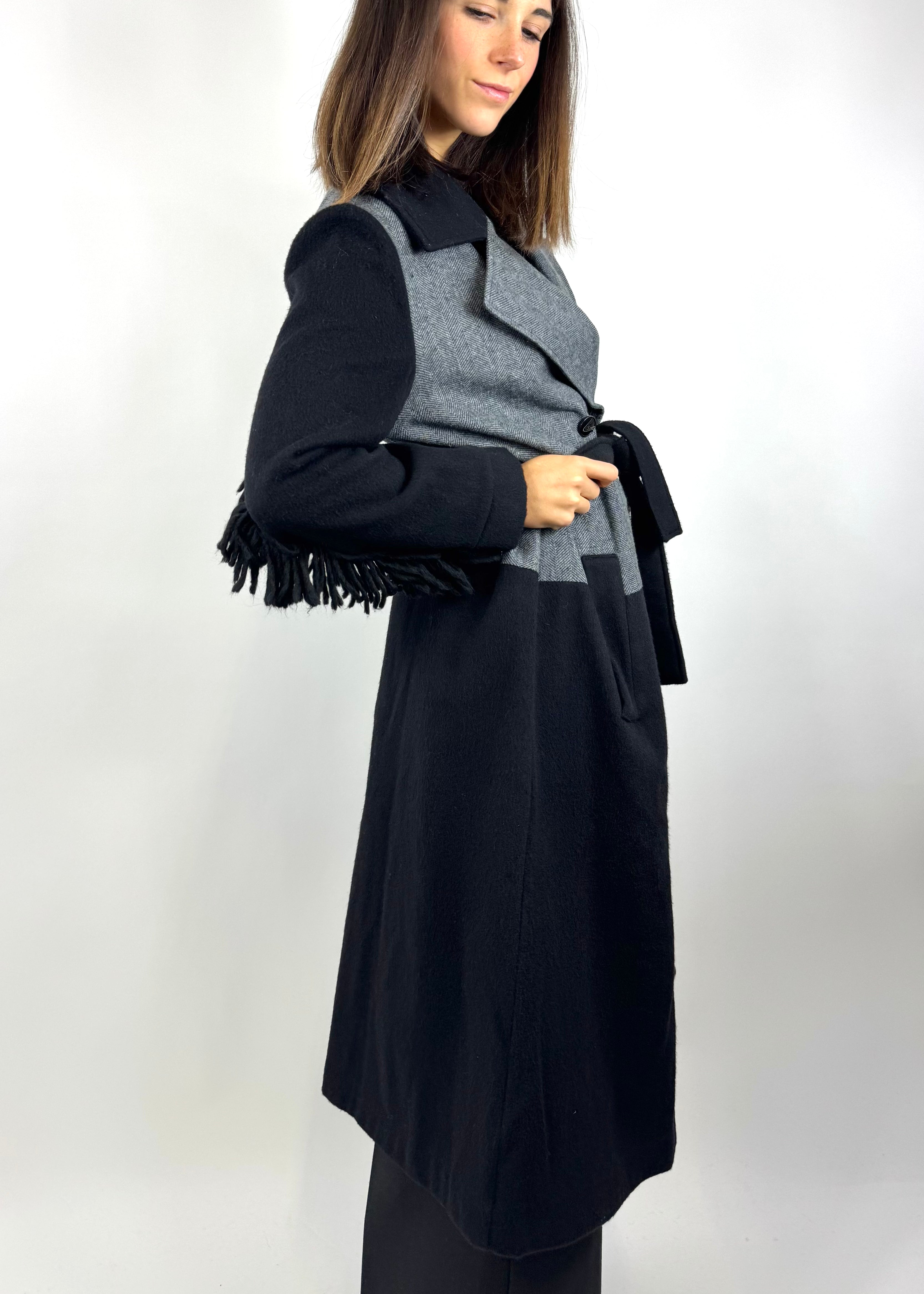 SUSY MIX CAPPOTTO VESTAGLIA NERO E GRIGIO