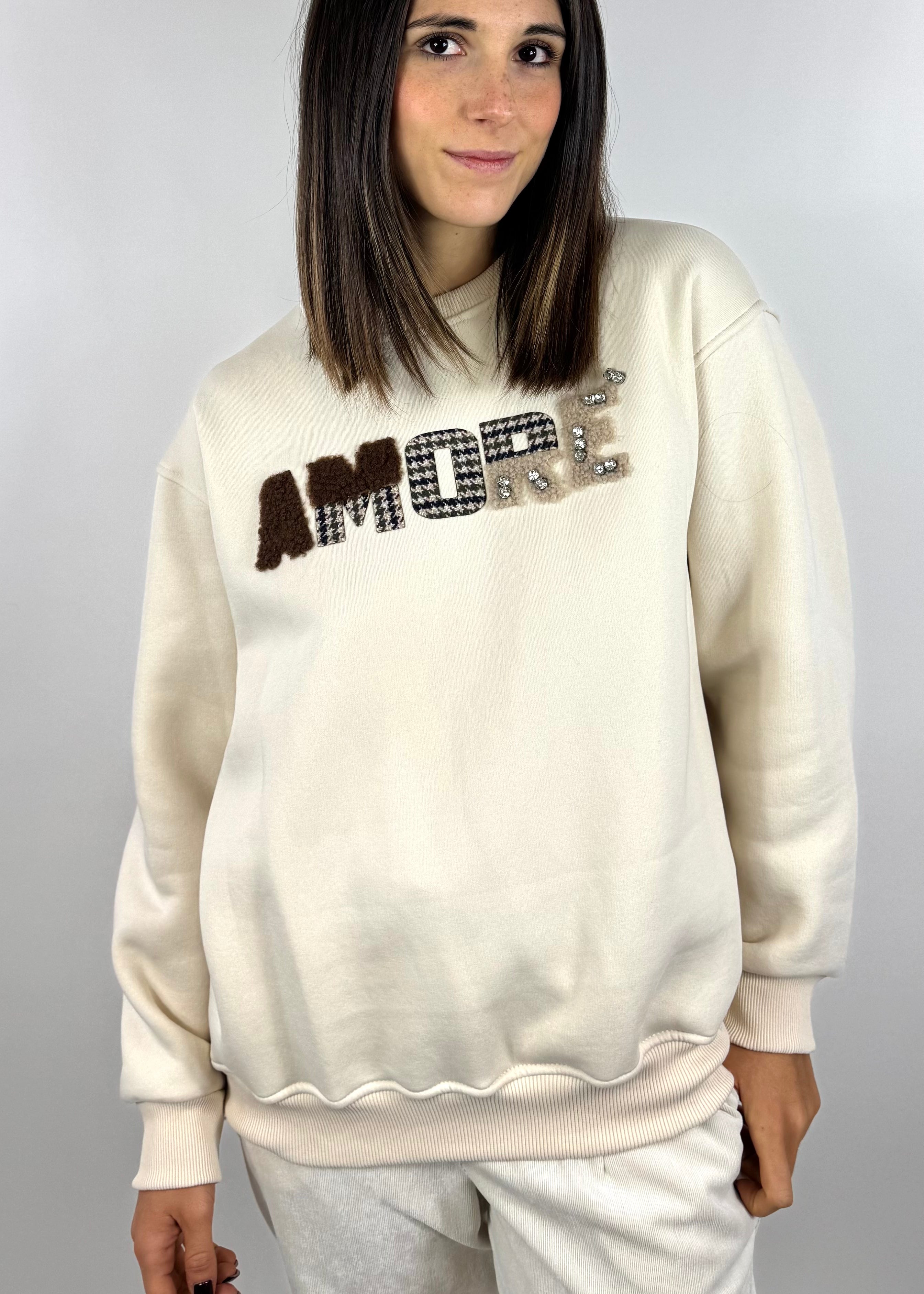 SUSY MIX FELPA AMORE CREMA