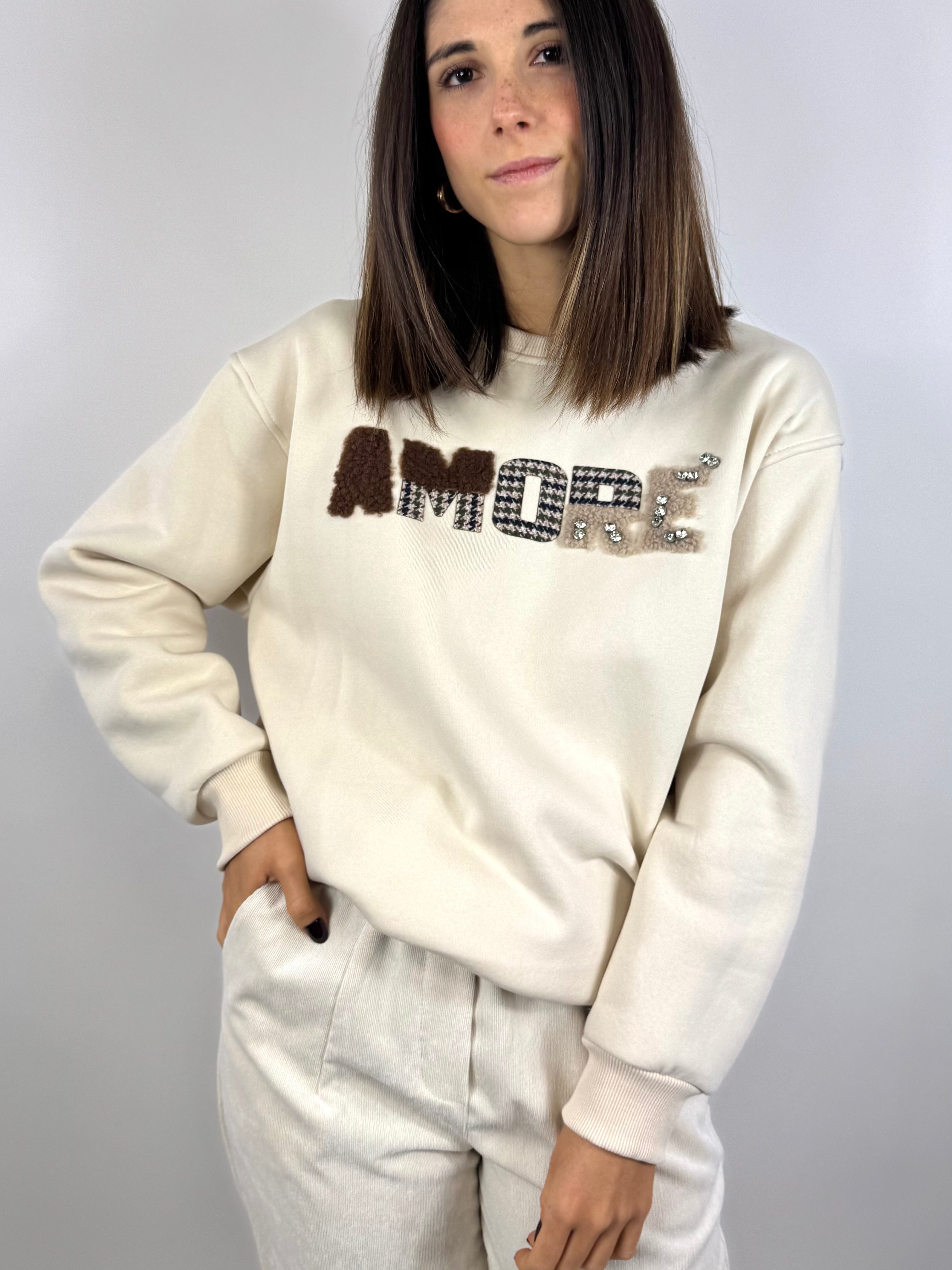 SUSY MIX FELPA AMORE CREMA