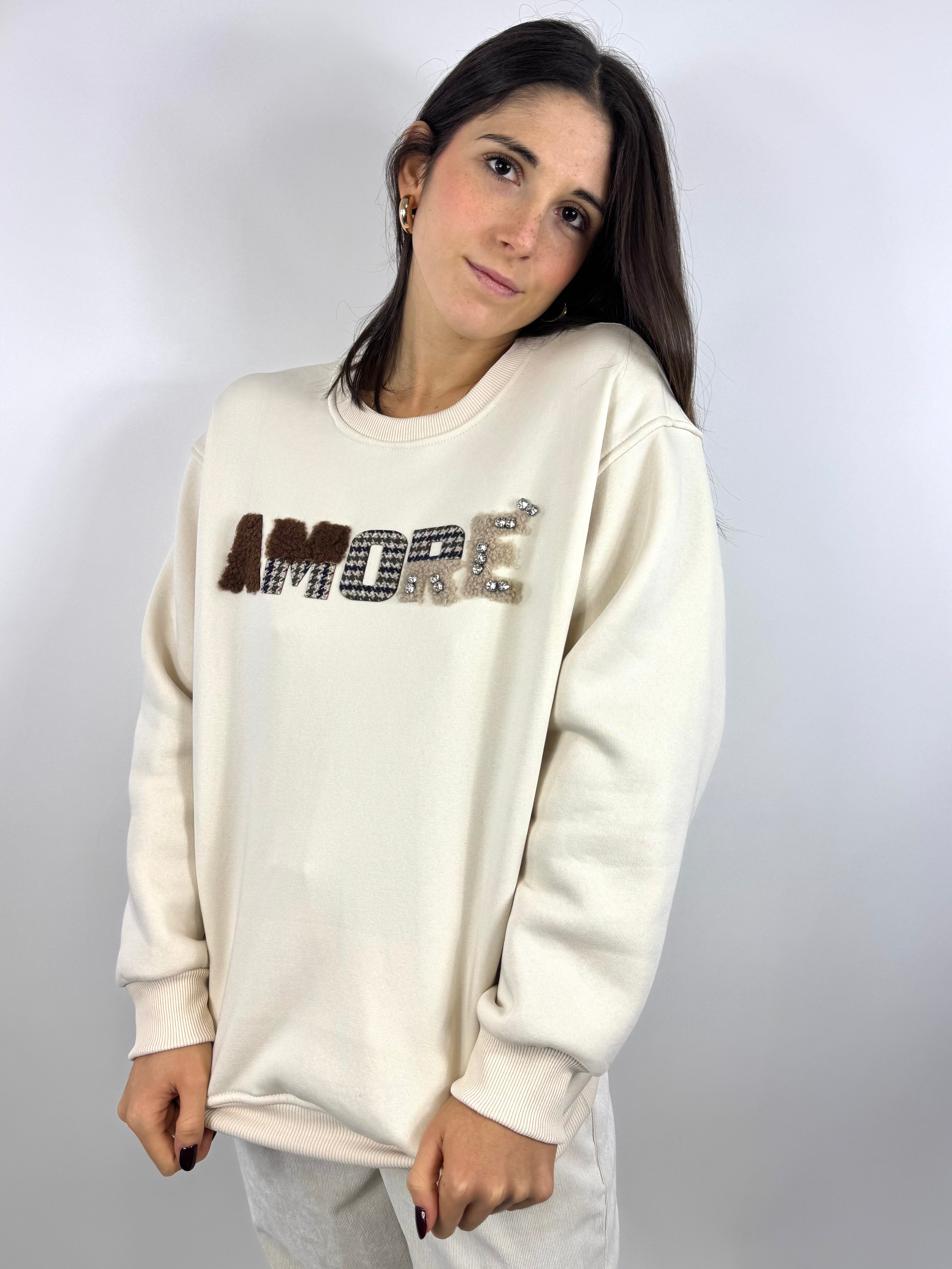 SUSY MIX FELPA AMORE CREMA