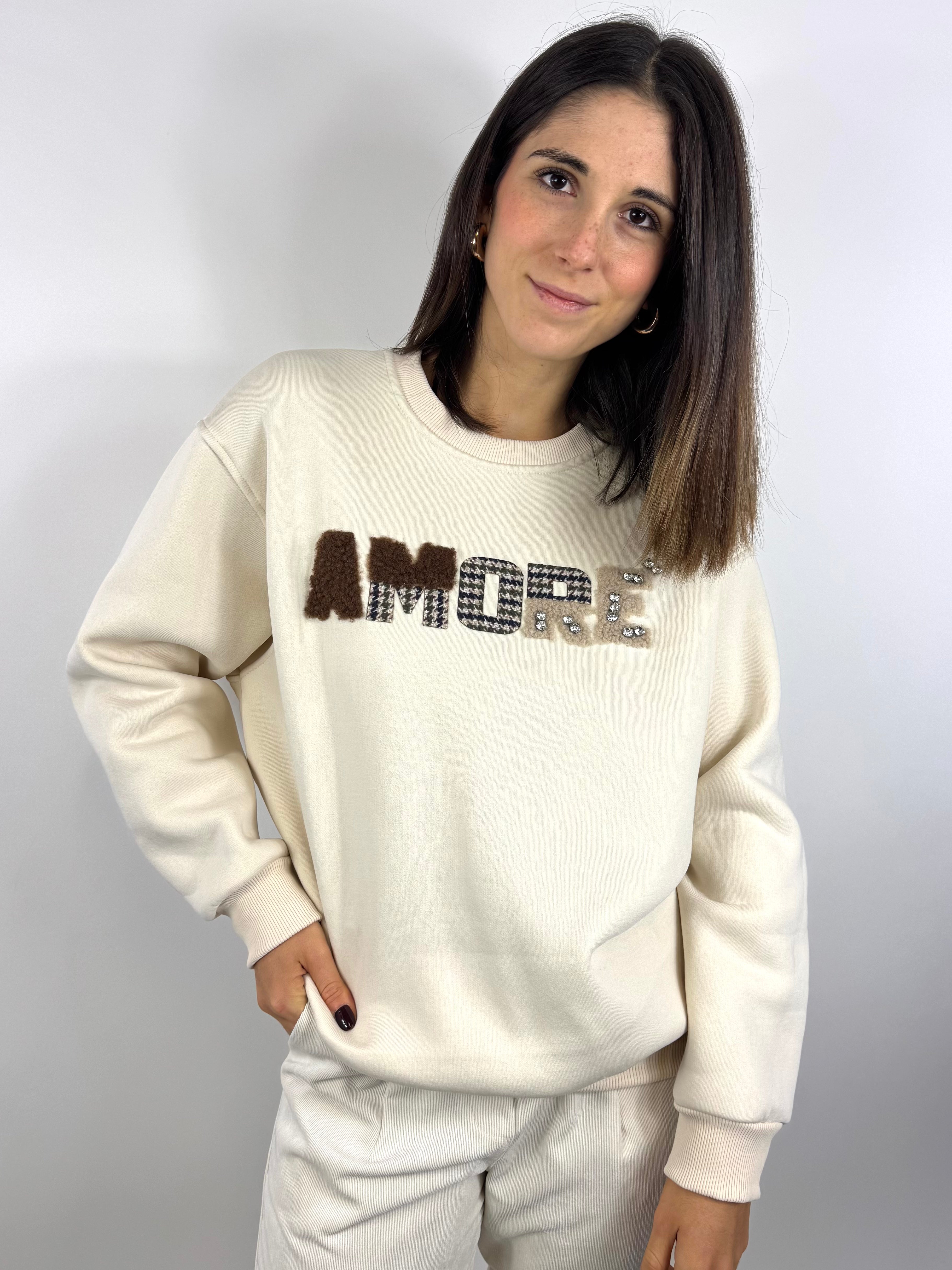 SUSY MIX FELPA AMORE CREMA