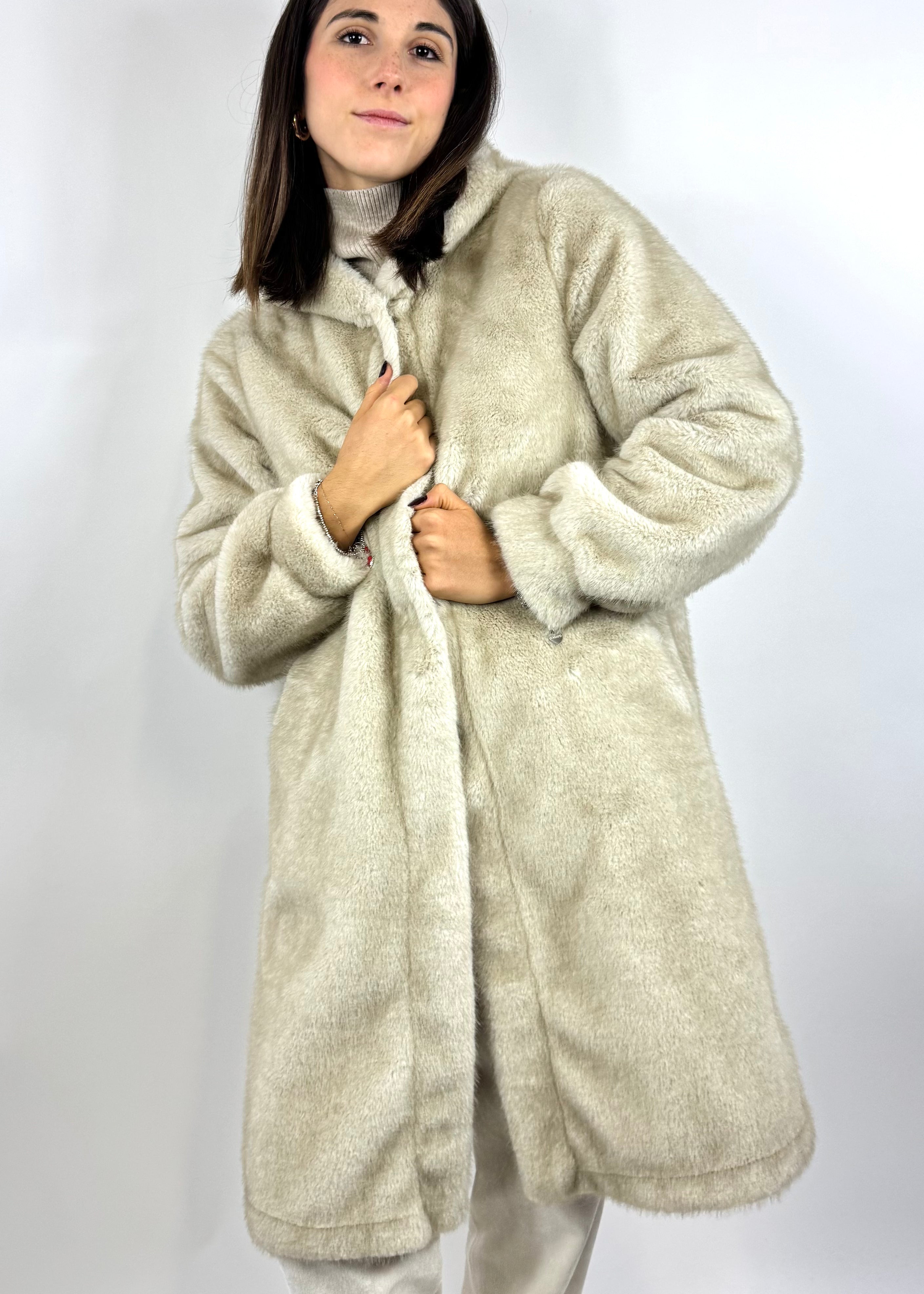 SUSY MIX PELLICCIA BEIGE CON CAPPUCCIO