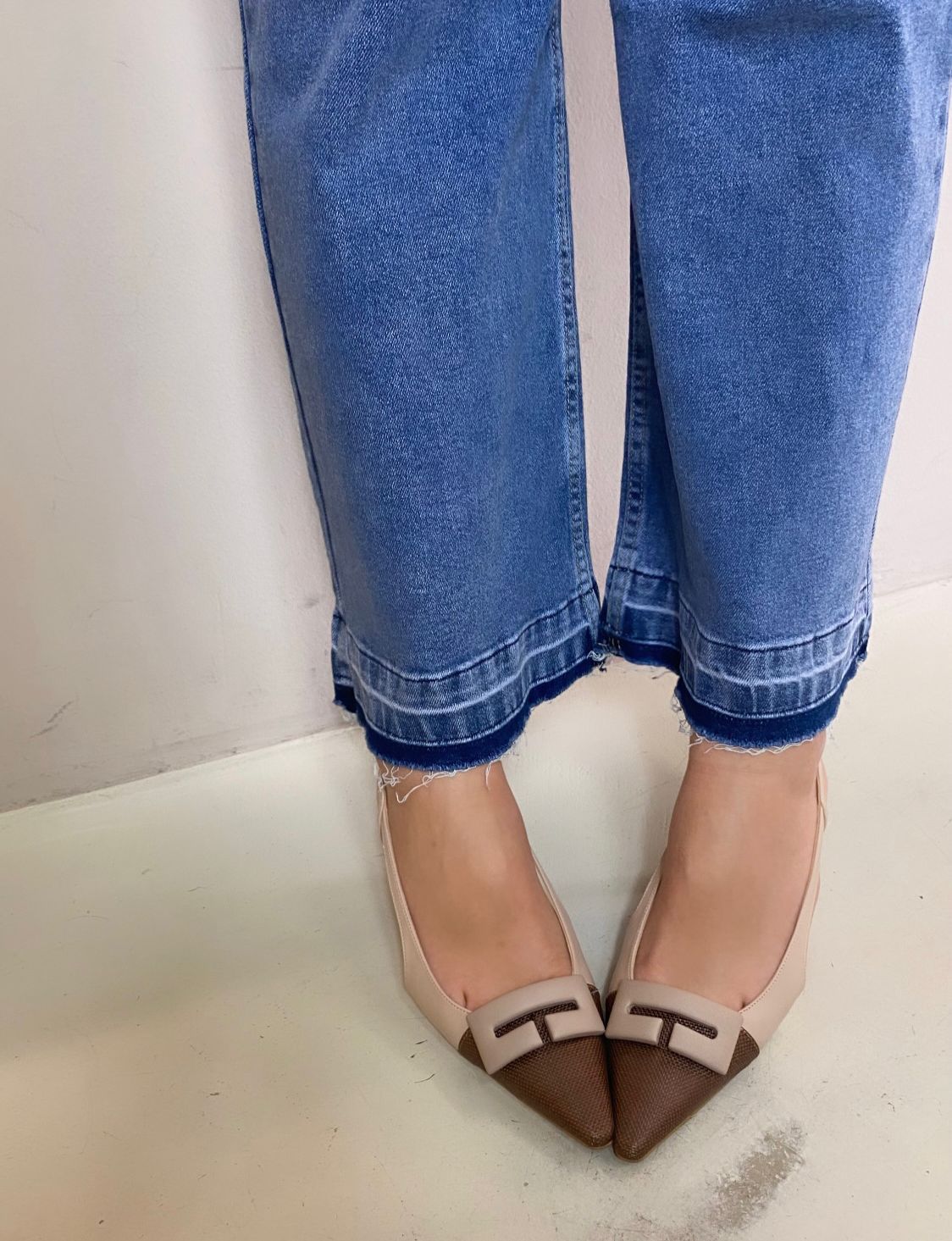 Bottega Lotti Slingback con Tacco 9 cm Colore Nude/Marrone