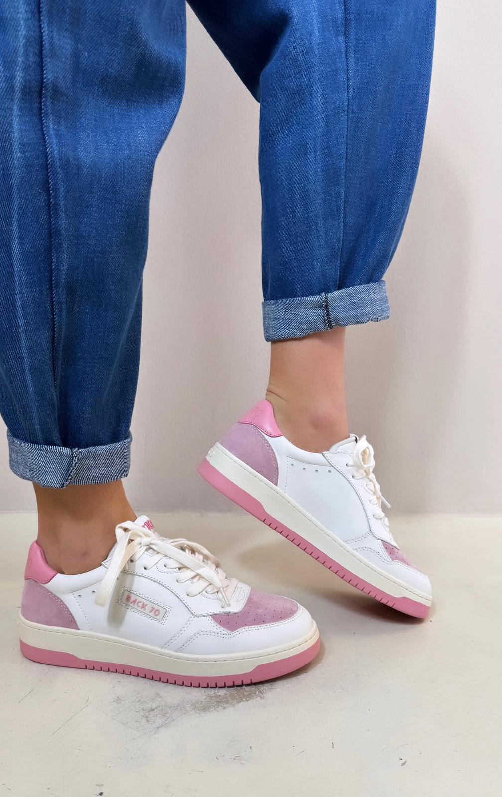 Back70 Sneakers Donna in Pelle Bianco e Suede Rosa
