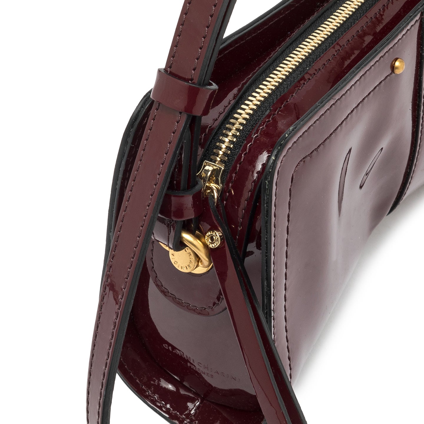 Gianni Chiarini Borsa modello baguette in pelle verniciata keira wine berry