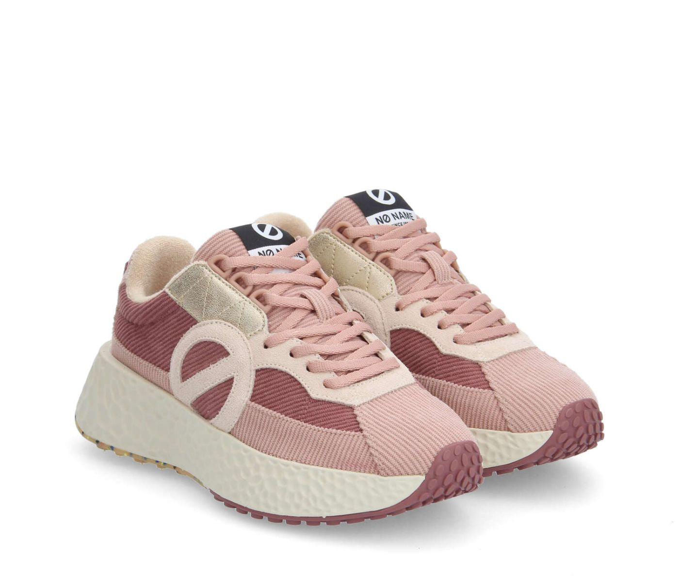 NO NAME Sneaker donna in velluto rigato rosa