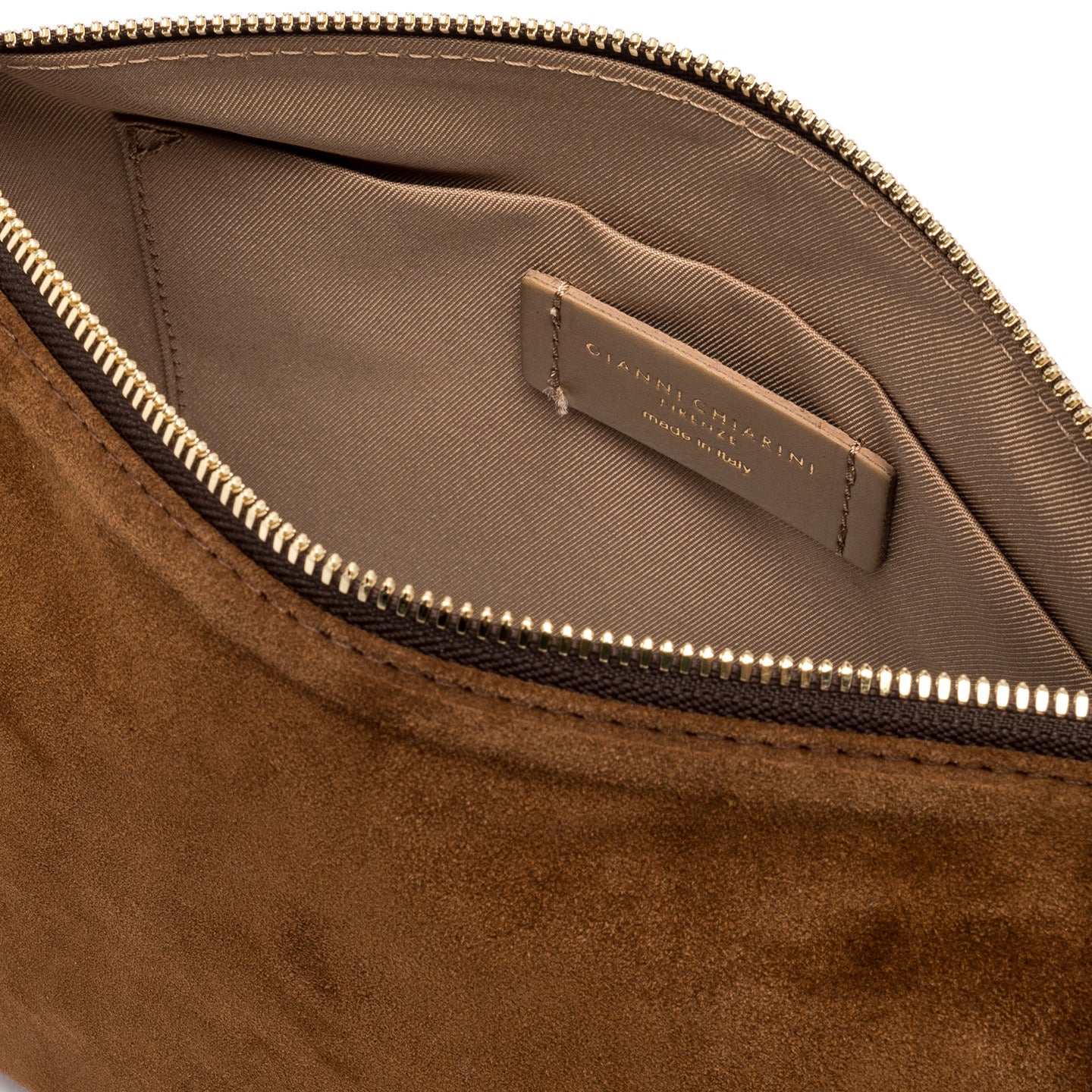 Gianni Chiarini pochette in pelle scamosciata nora pouch cognac