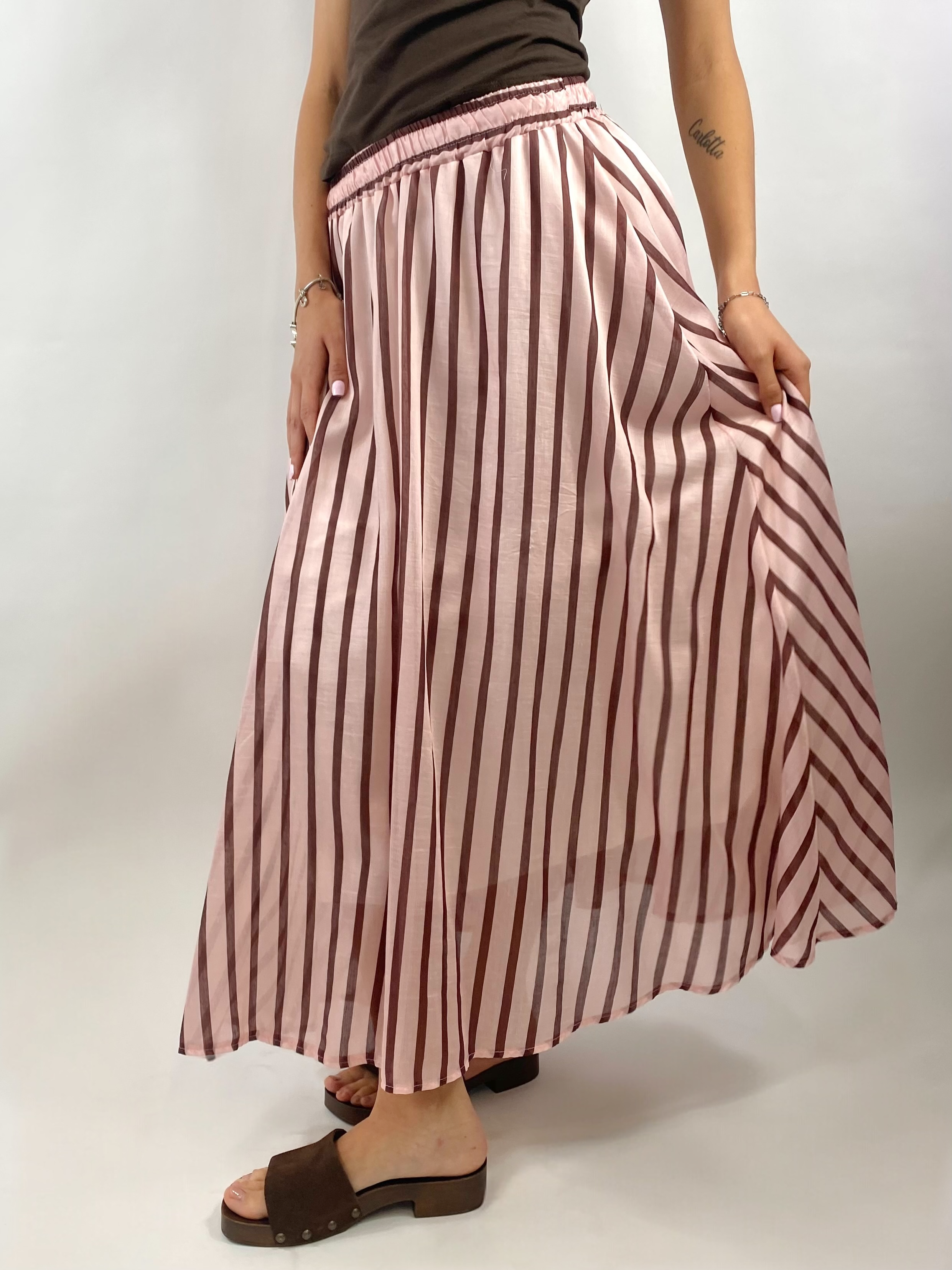 CECILE GONNA MIDI RIGHE FICO E ROSA