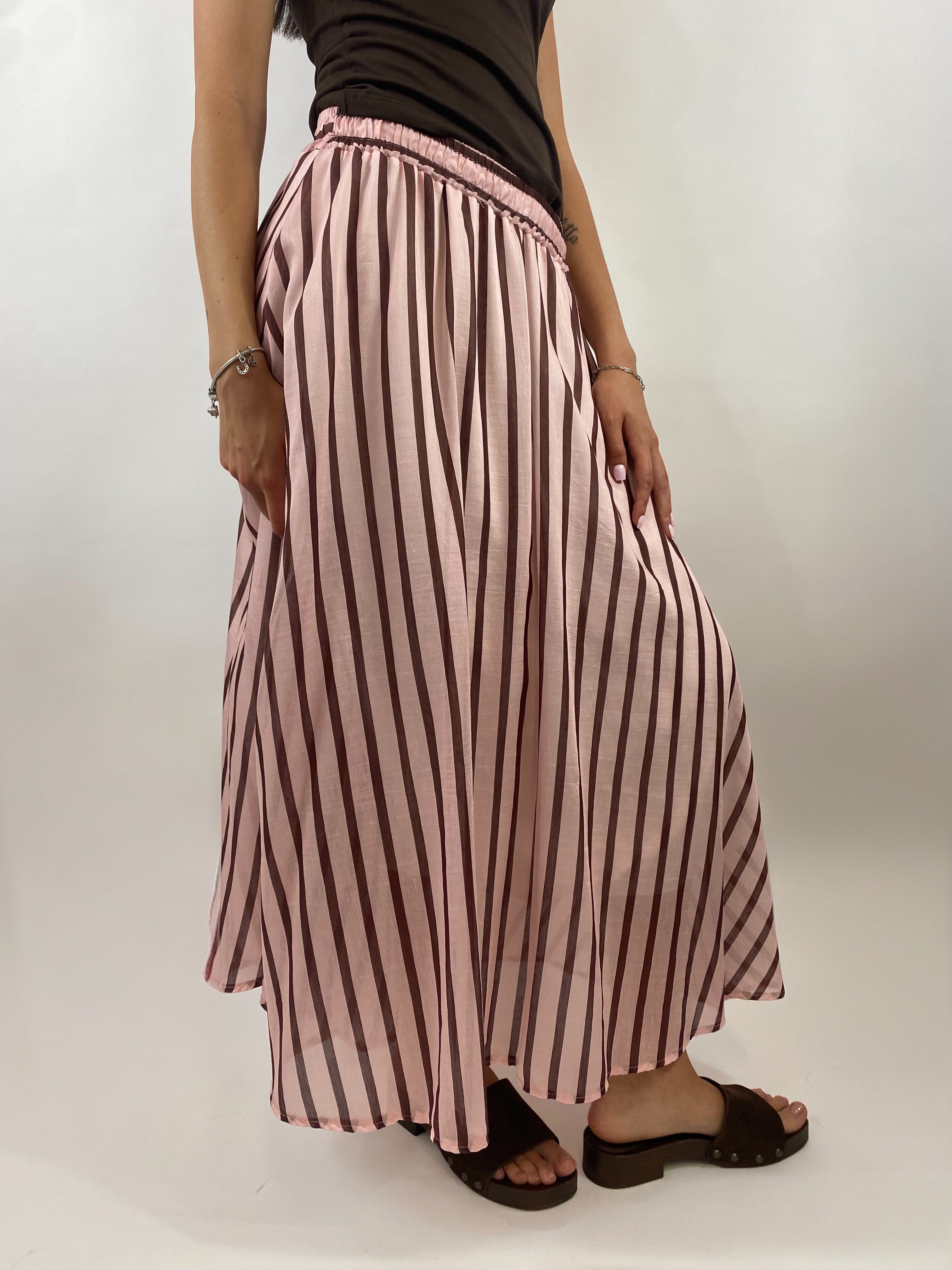 CECILE GONNA MIDI RIGHE FICO E ROSA