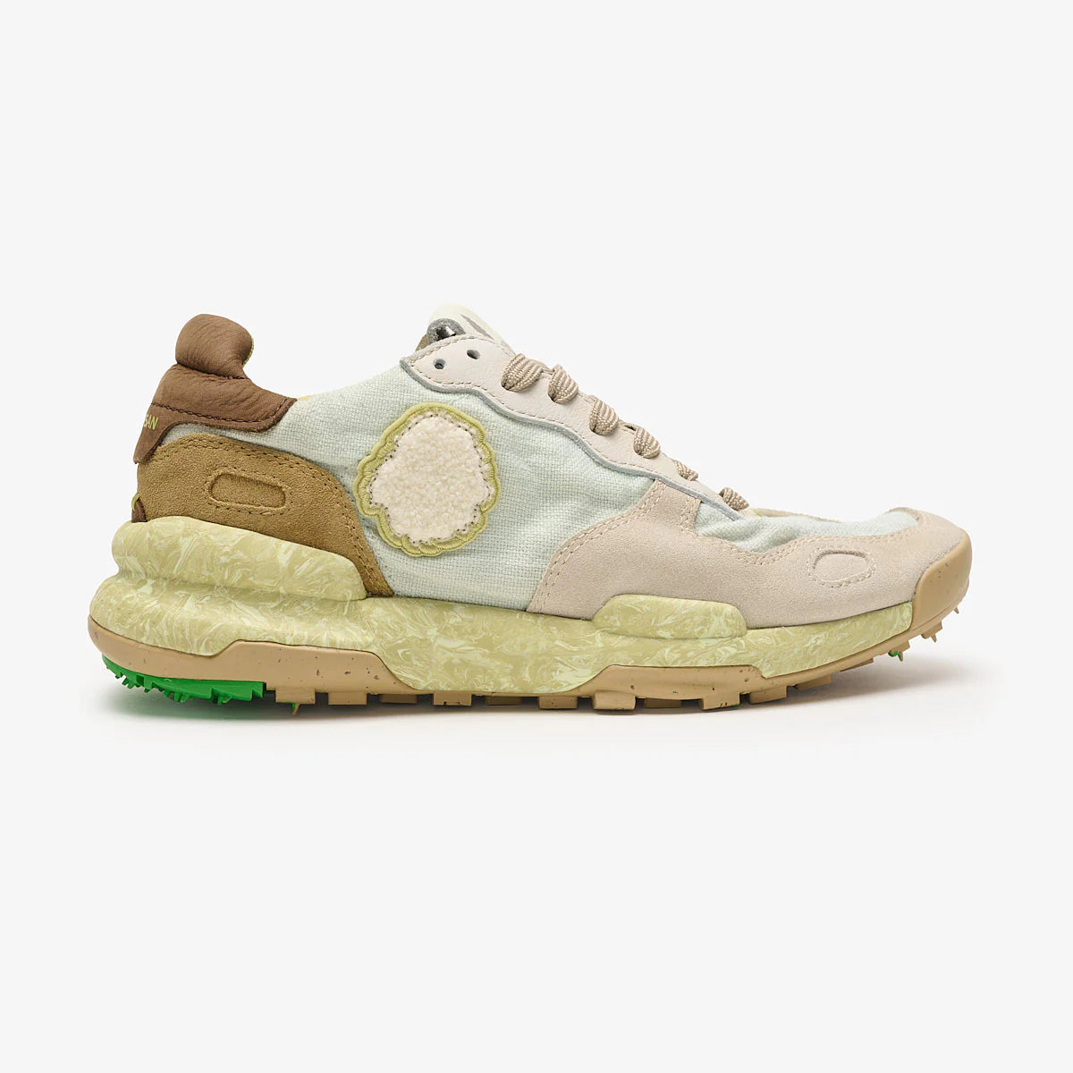 Satorisan sneakers donna in lino e suede verde e marrone