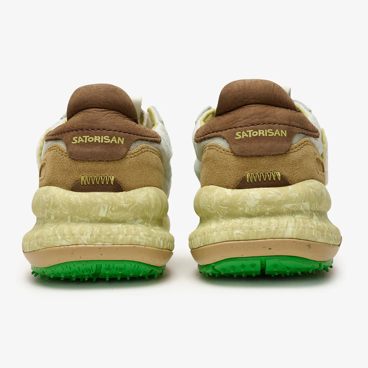 Satorisan sneakers donna in lino e suede verde e marrone