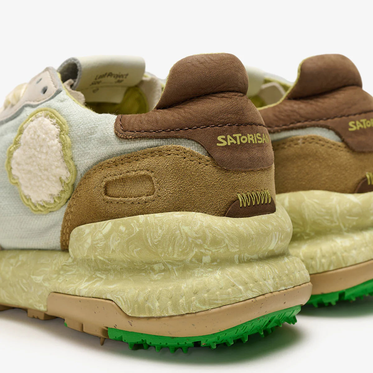 Satorisan sneakers donna in lino e suede verde e marrone