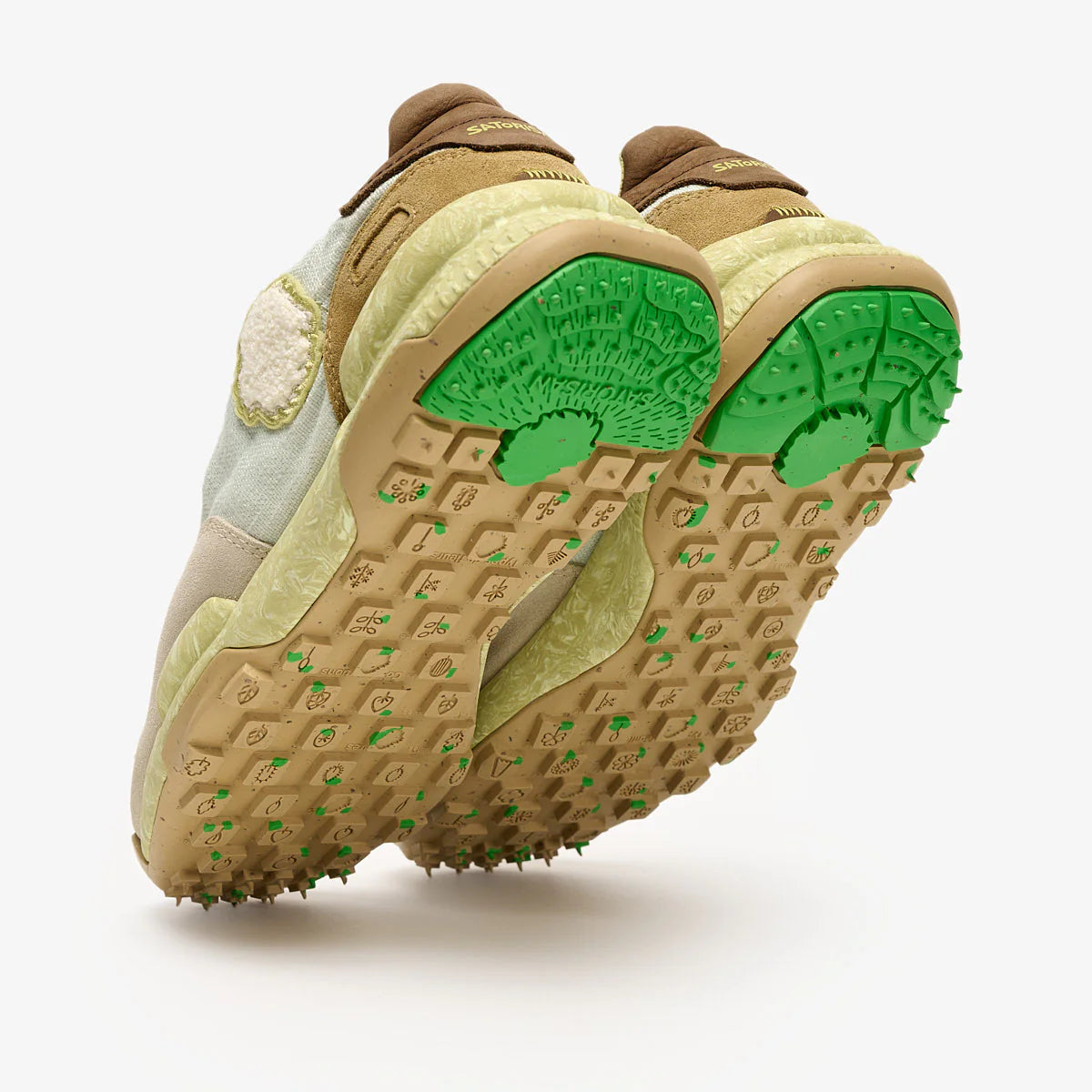 Satorisan sneakers donna in lino e suede verde e marrone