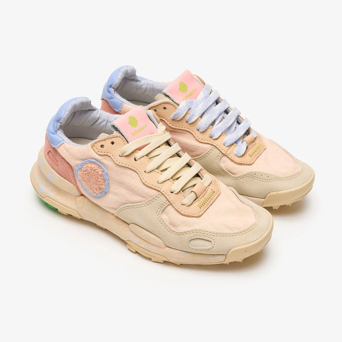 Satorisan sneakers donna in lino pesca e dettagli in suede lilla