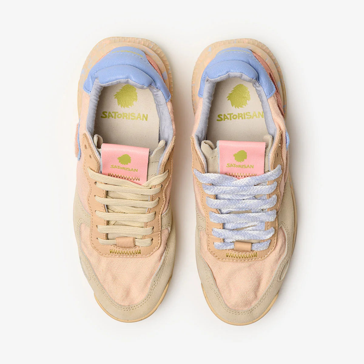 Satorisan sneakers donna in lino pesca e dettagli in suede lilla