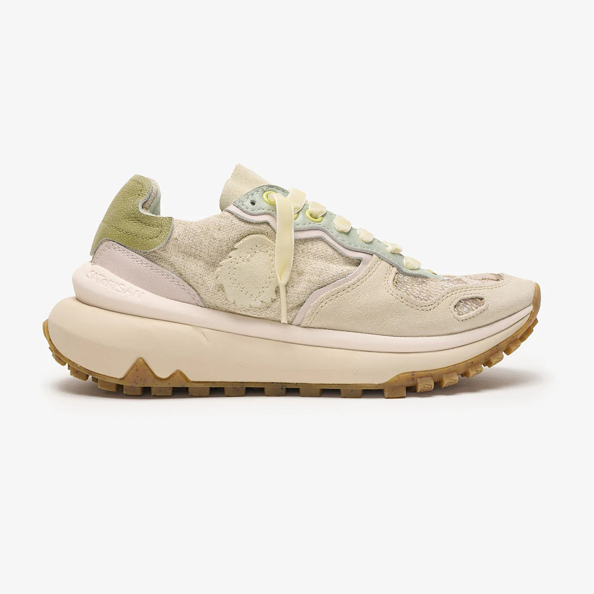 Satorisan sneakers donna in lino multi green e inserti in suede