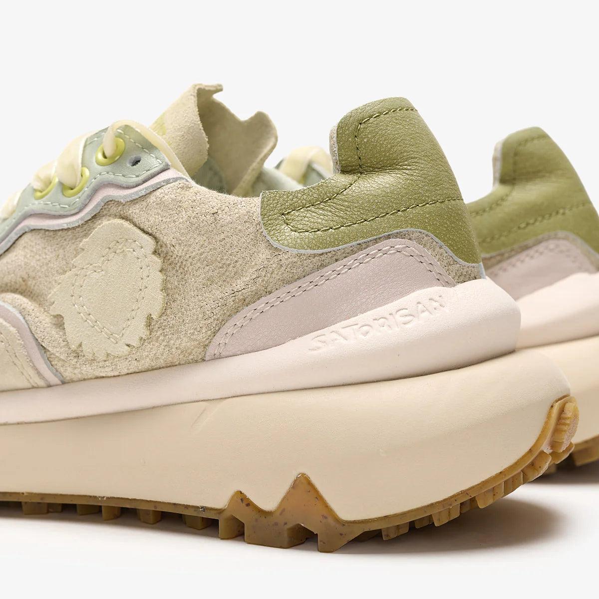 Satorisan sneakers donna in lino multi green e inserti in suede