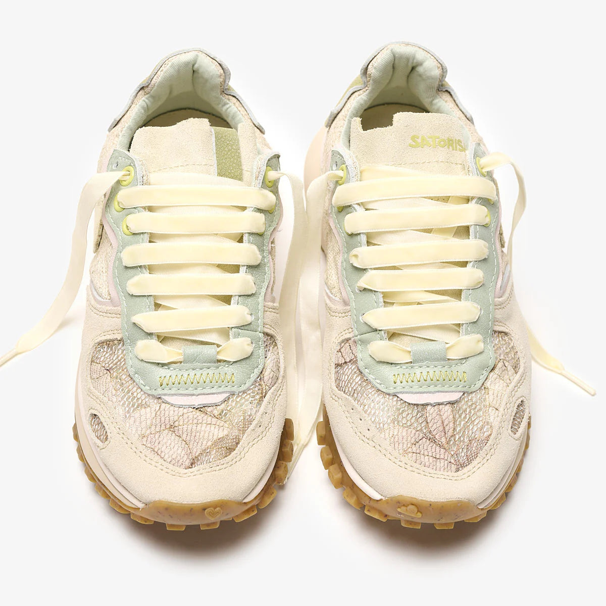 Satorisan sneakers donna in lino multi green e inserti in suede